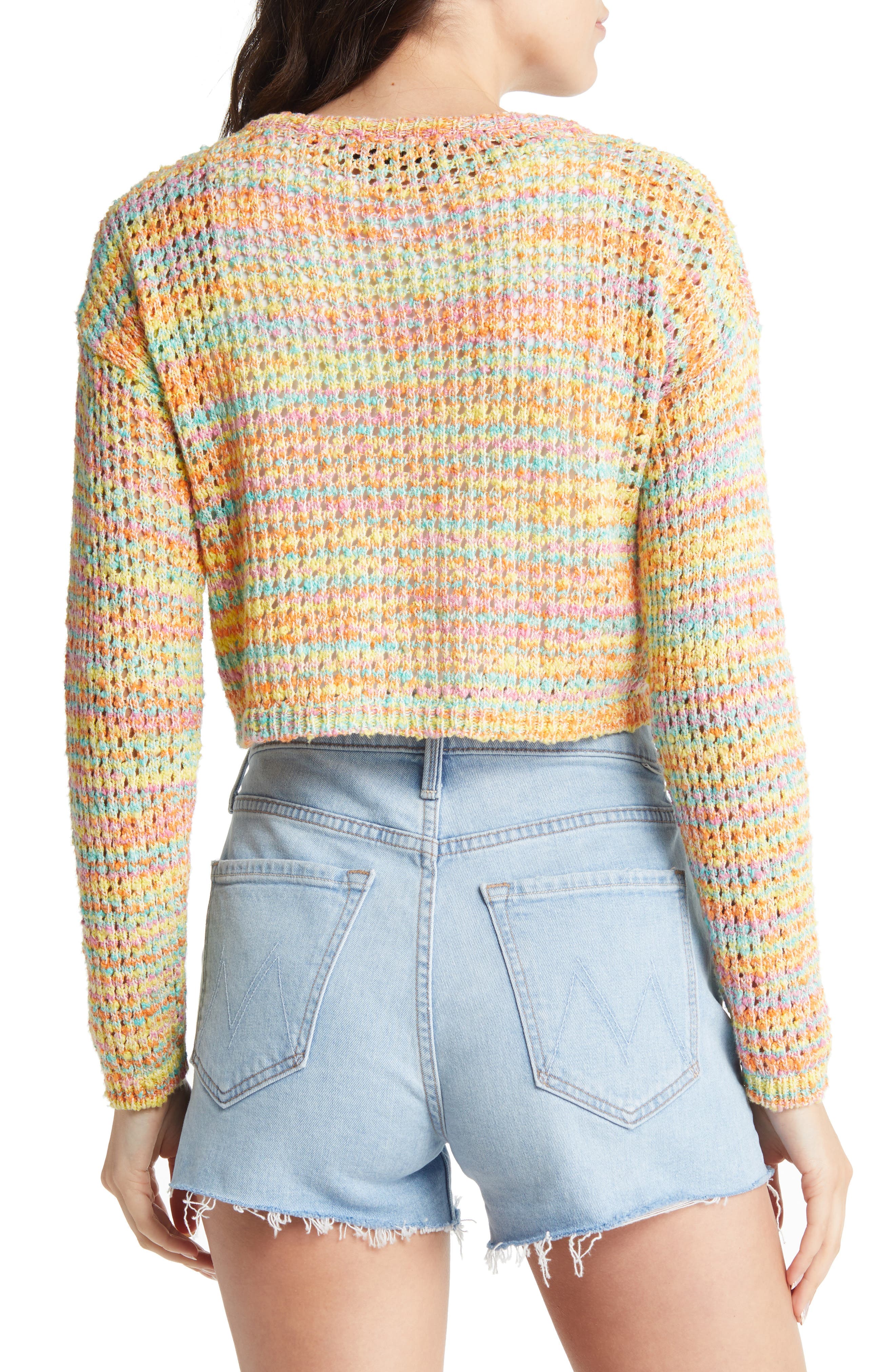 Stripe Open Stitch Crop Cardigan - image 2