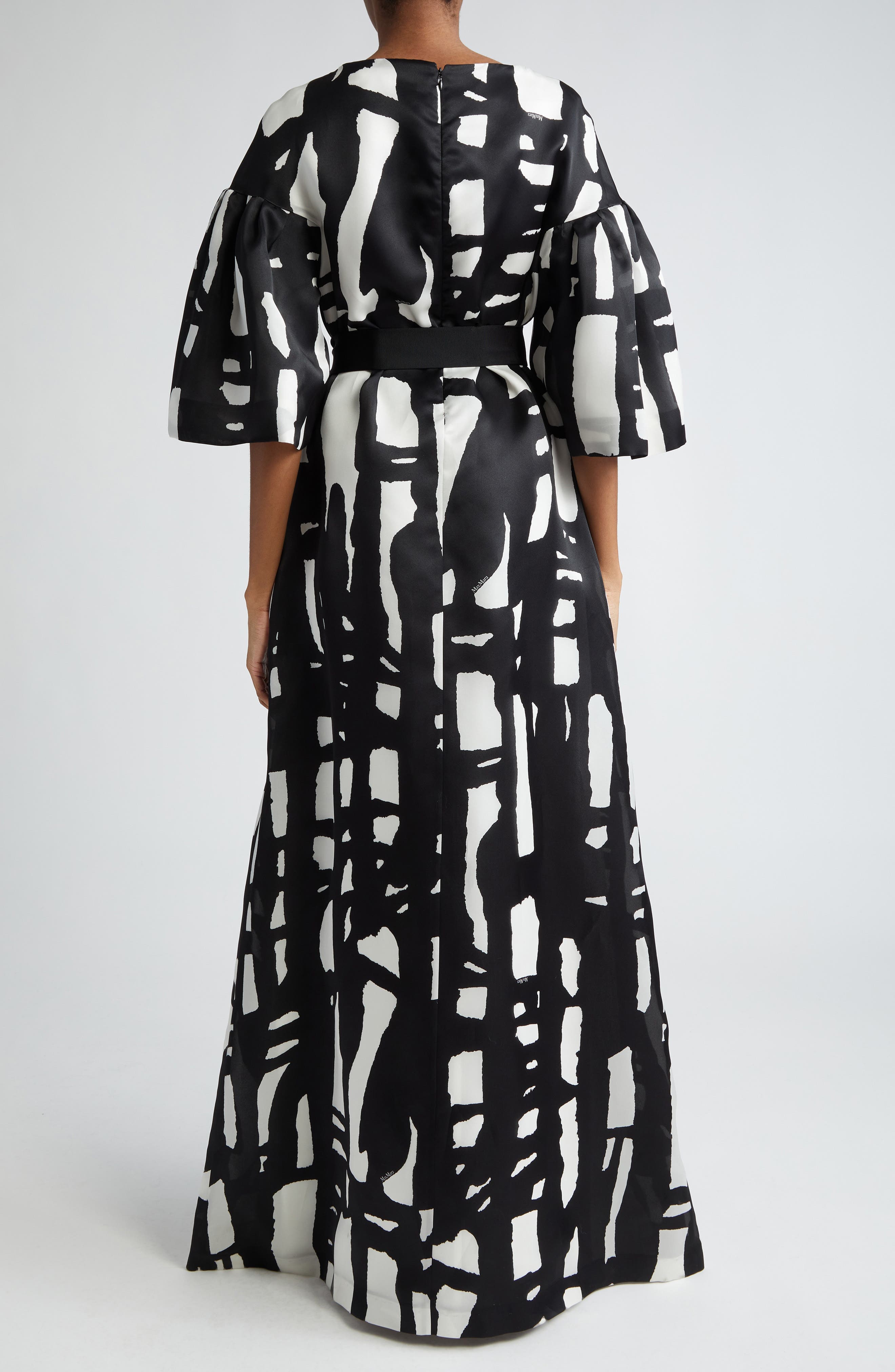 Rubiera Abstract Print Belted Silk Satin Gown - image 2