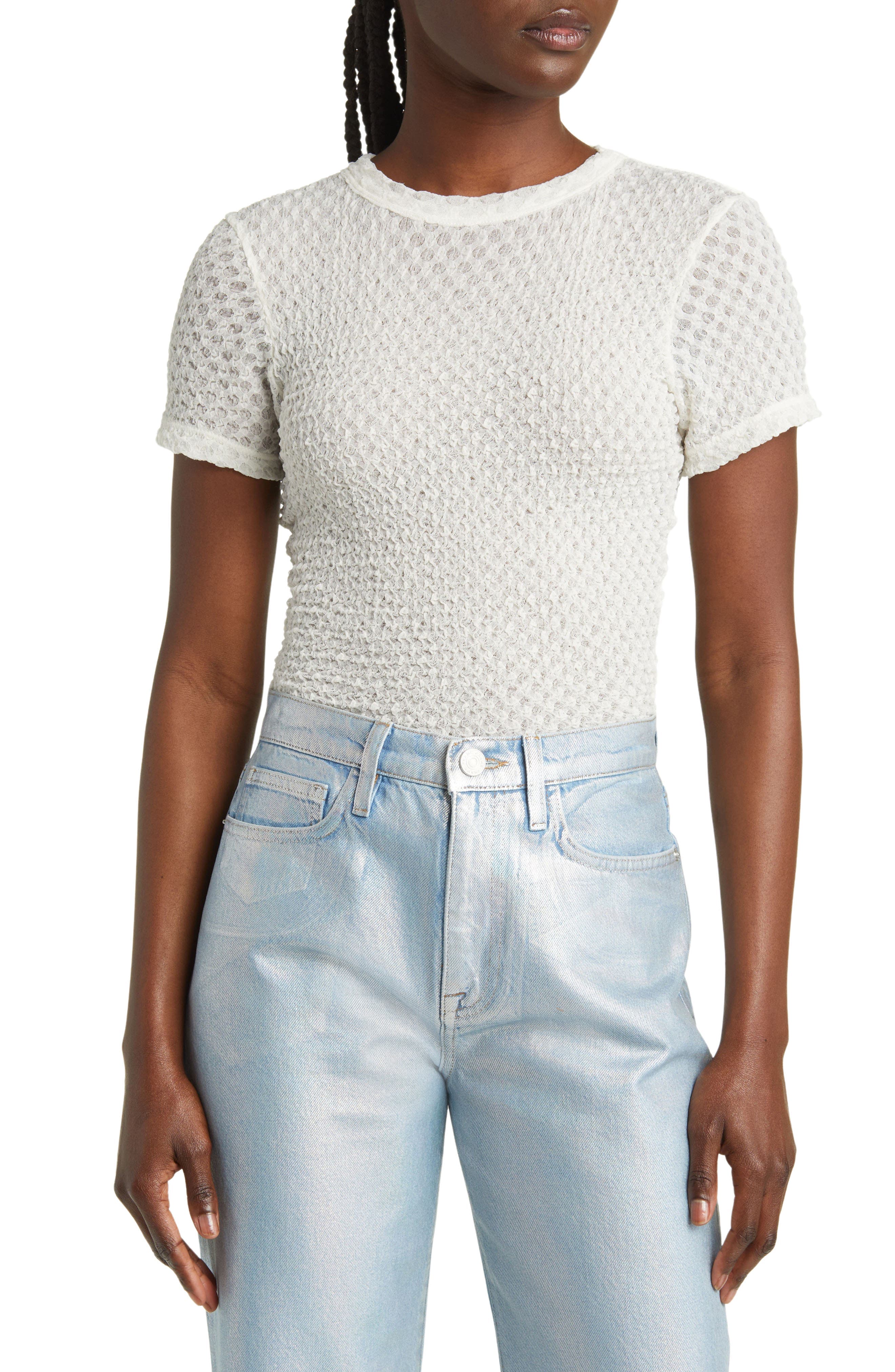 Textured Semisheer Mesh T-Shirt - image 1