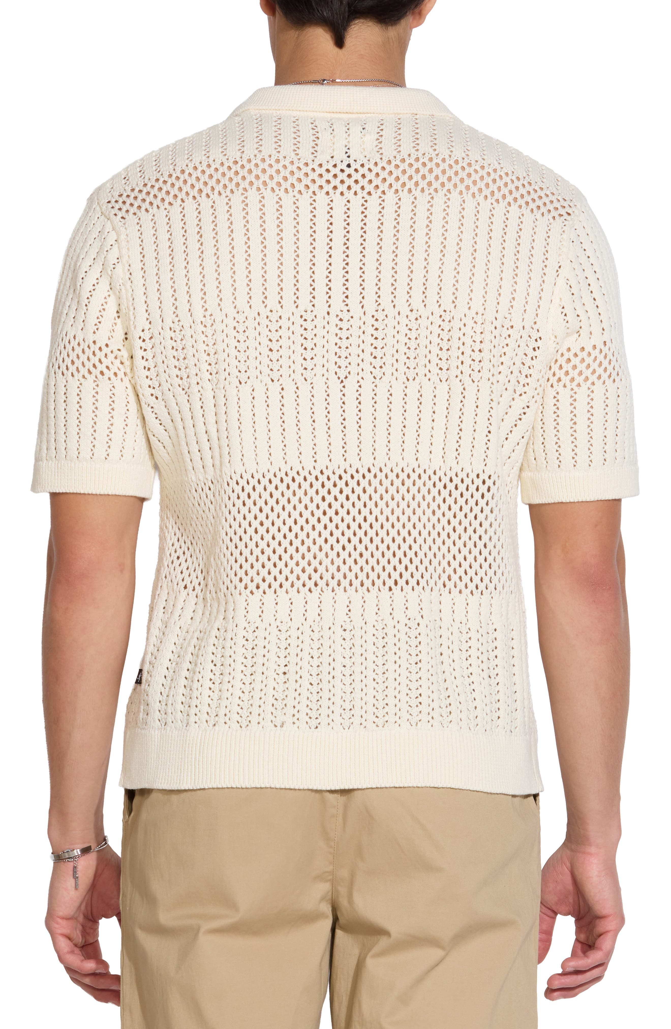 Johnny Collar Open Knit Sweater Polo - image 2