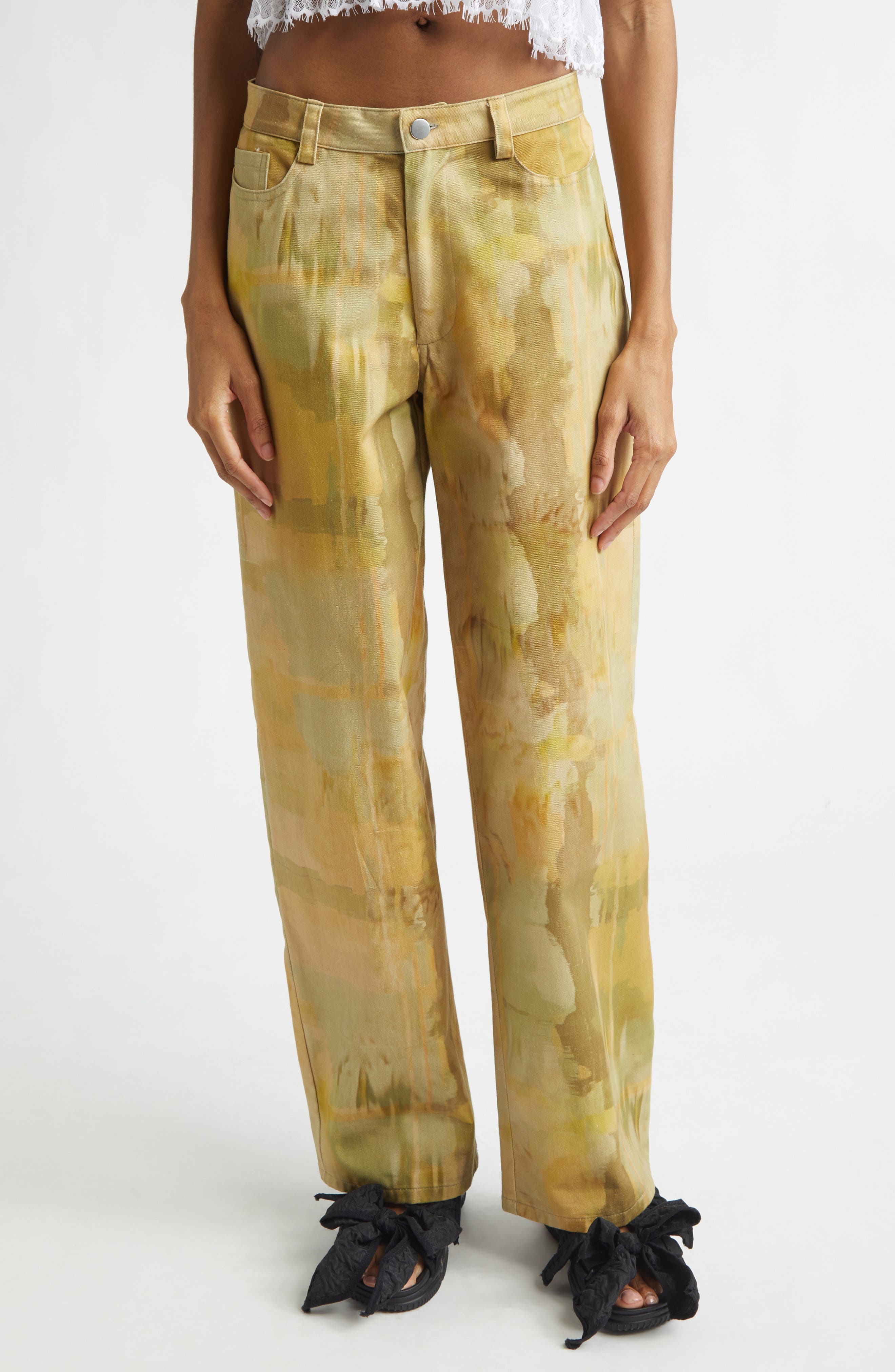 Catchfly Pleated Wide Leg Jeans - image 1