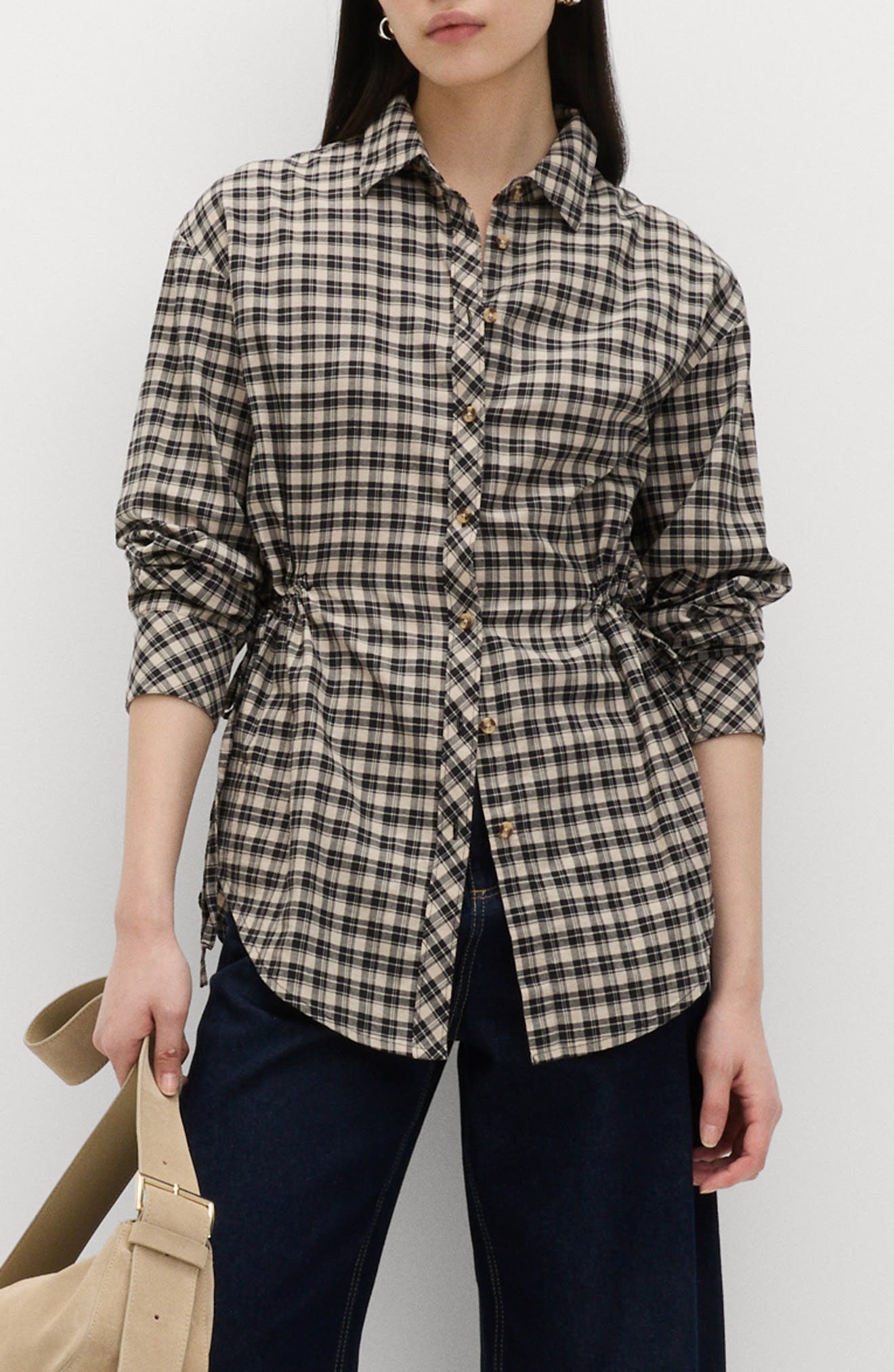 Drawstring Waist Cotton Shirt - image 1