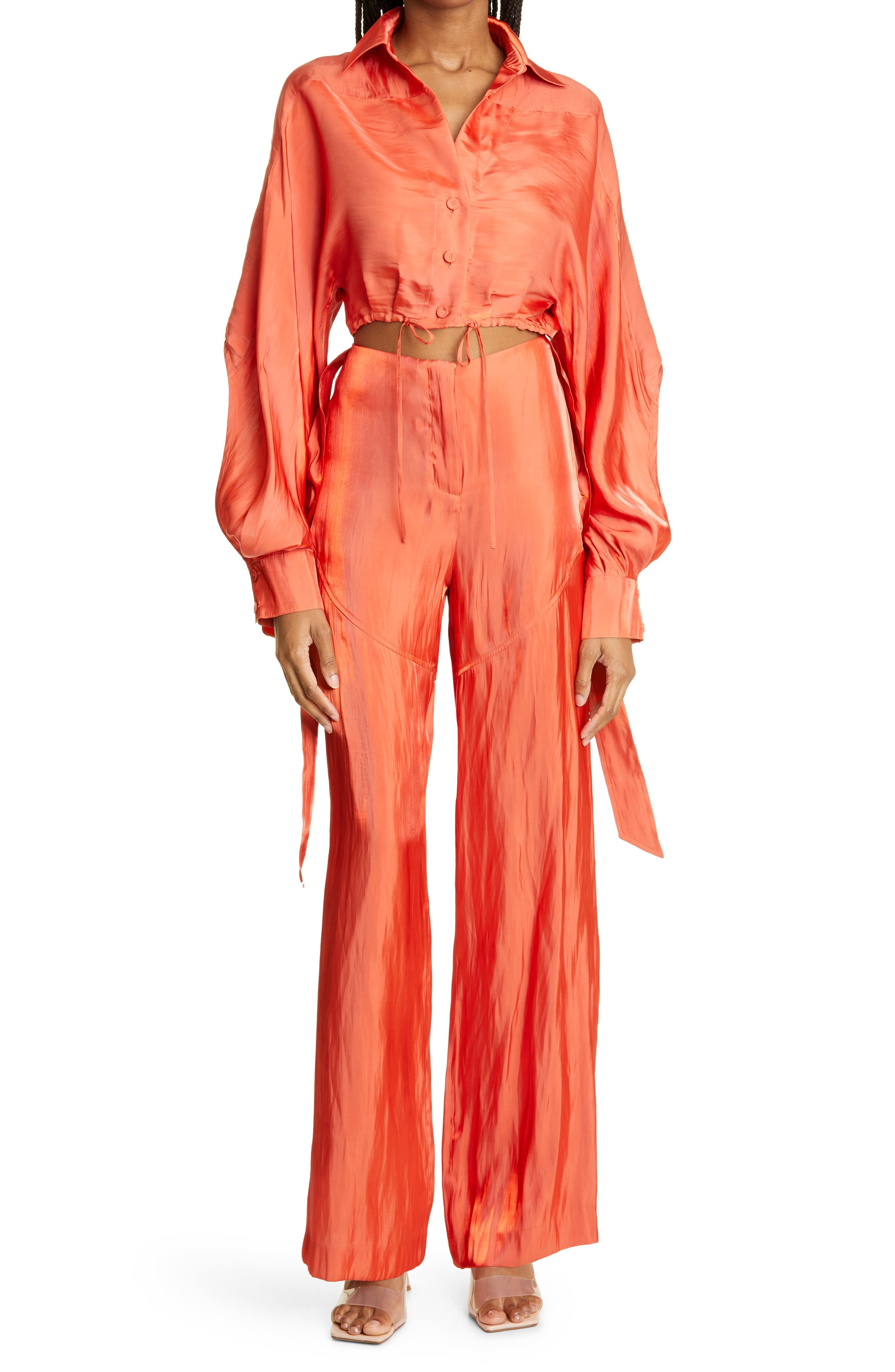 Sinead Crushed Satin Wide Leg Pants - image 2