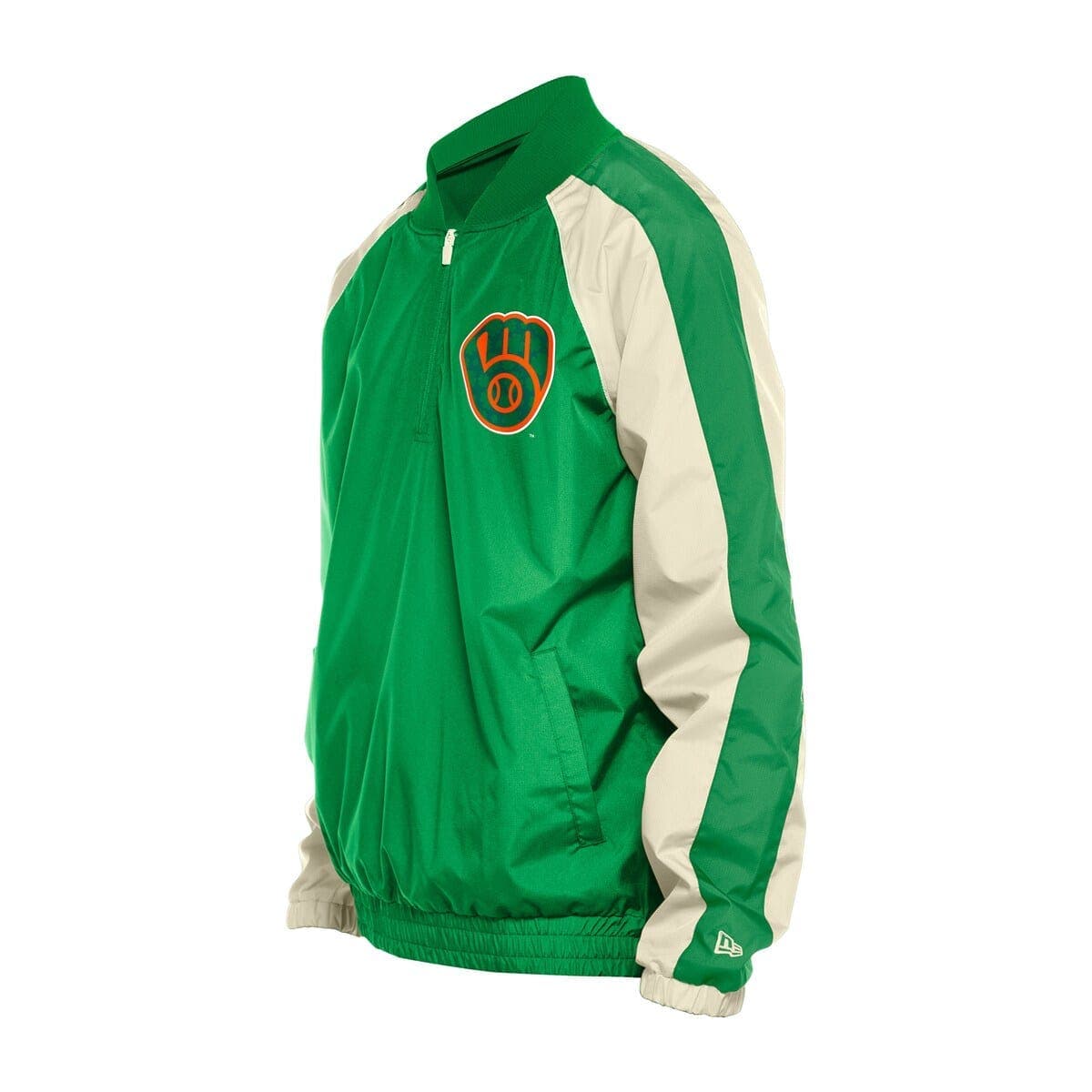 Men's New Era Kelly Green Milwaukee Brewers St. Patrick's Day Ripstop Raglan Quarter-Zip Windbreaker - image 2