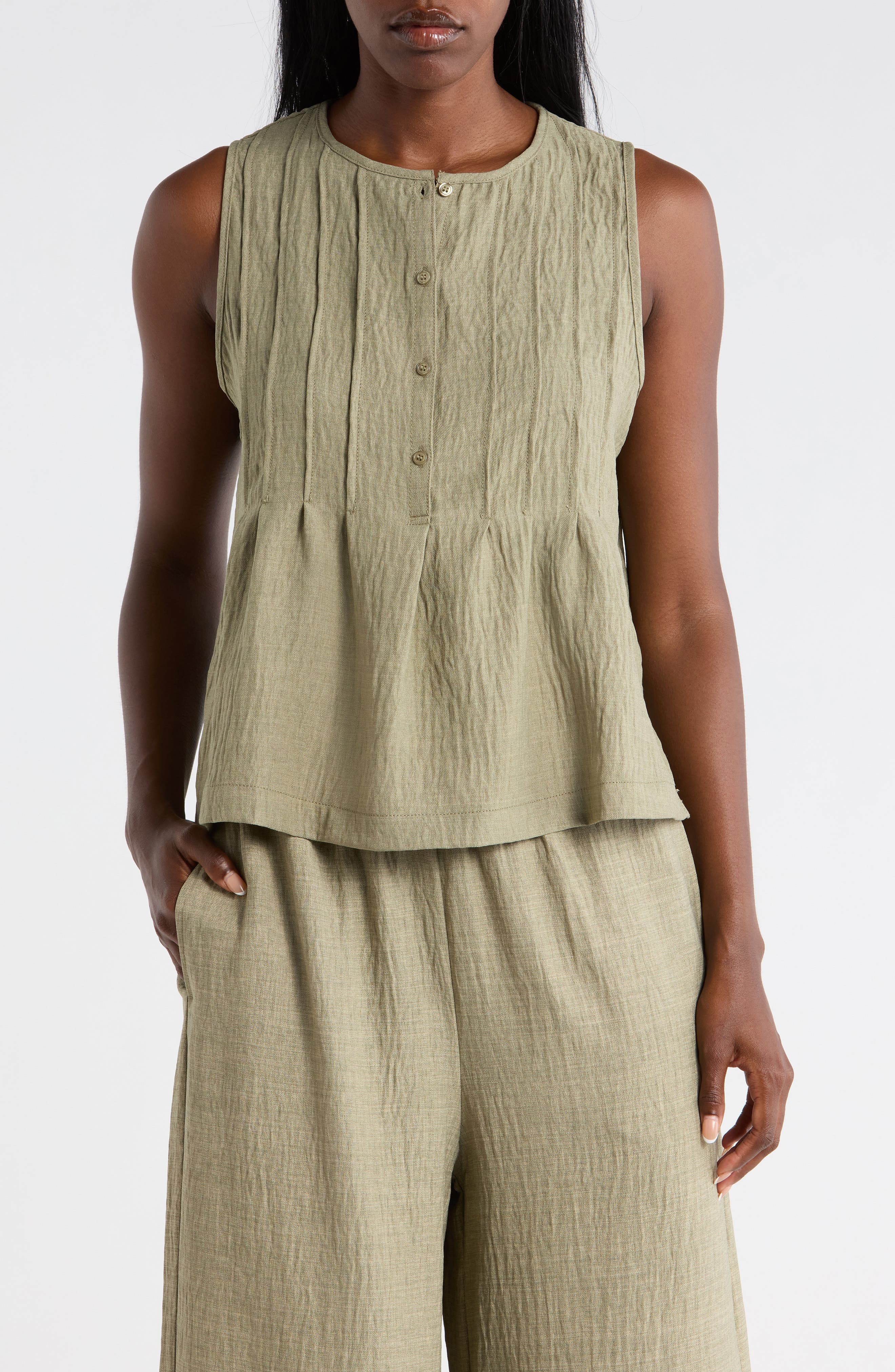 Pintuck Crinkle Sleeveless Top - image 3