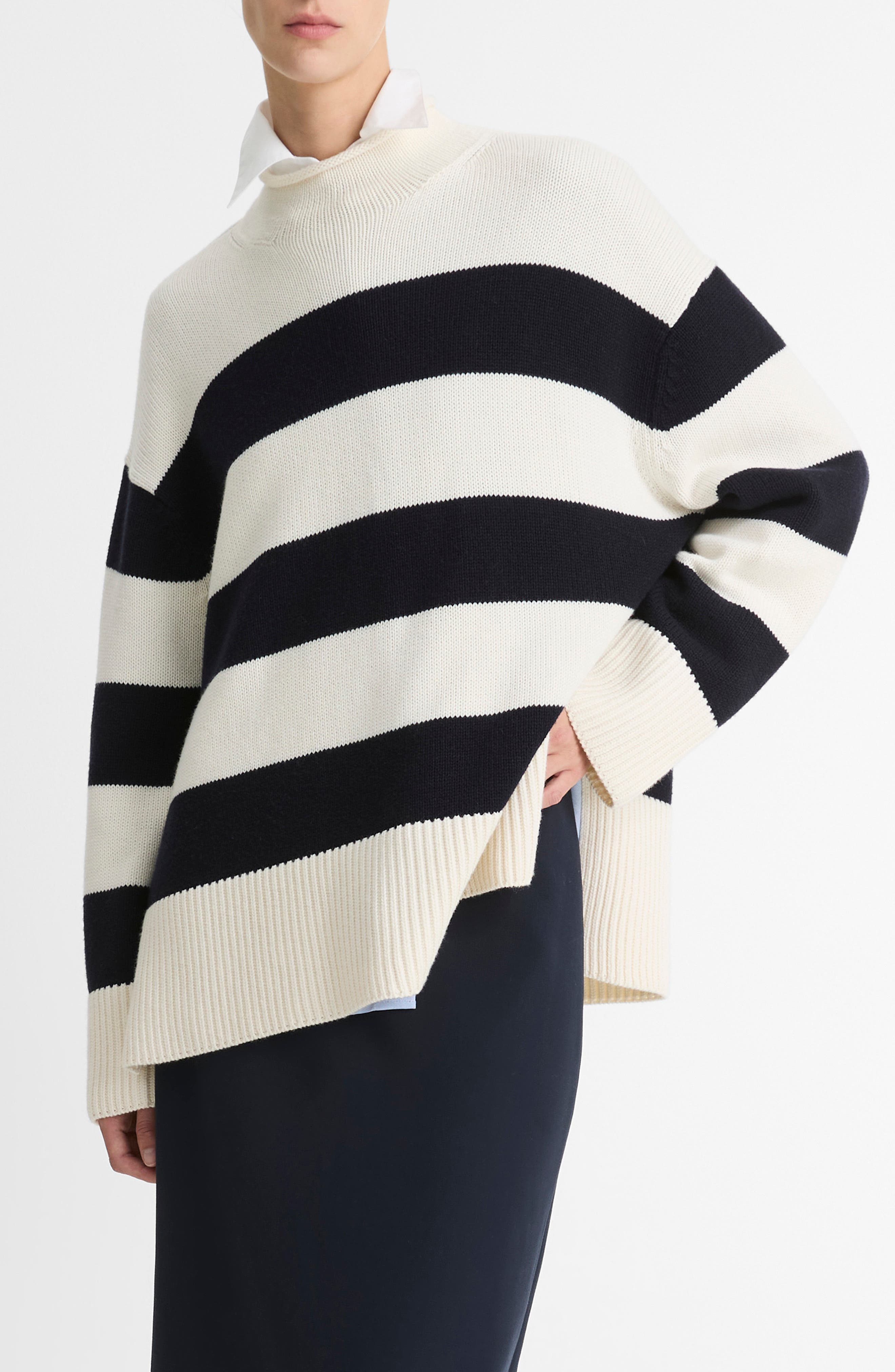 Stripe Merino Wool & Cotton Sweater - image 1