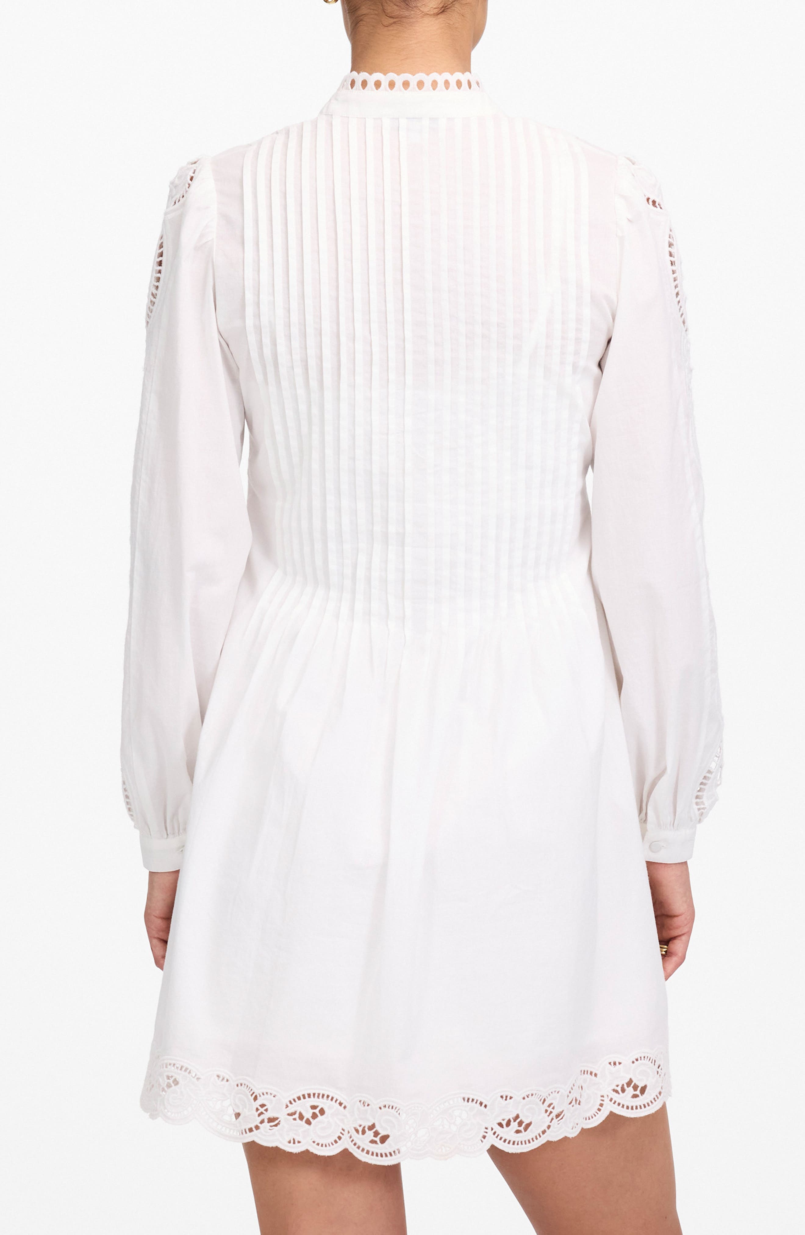 Pintuck Eyelet Long Sleeve Minidress - image 2