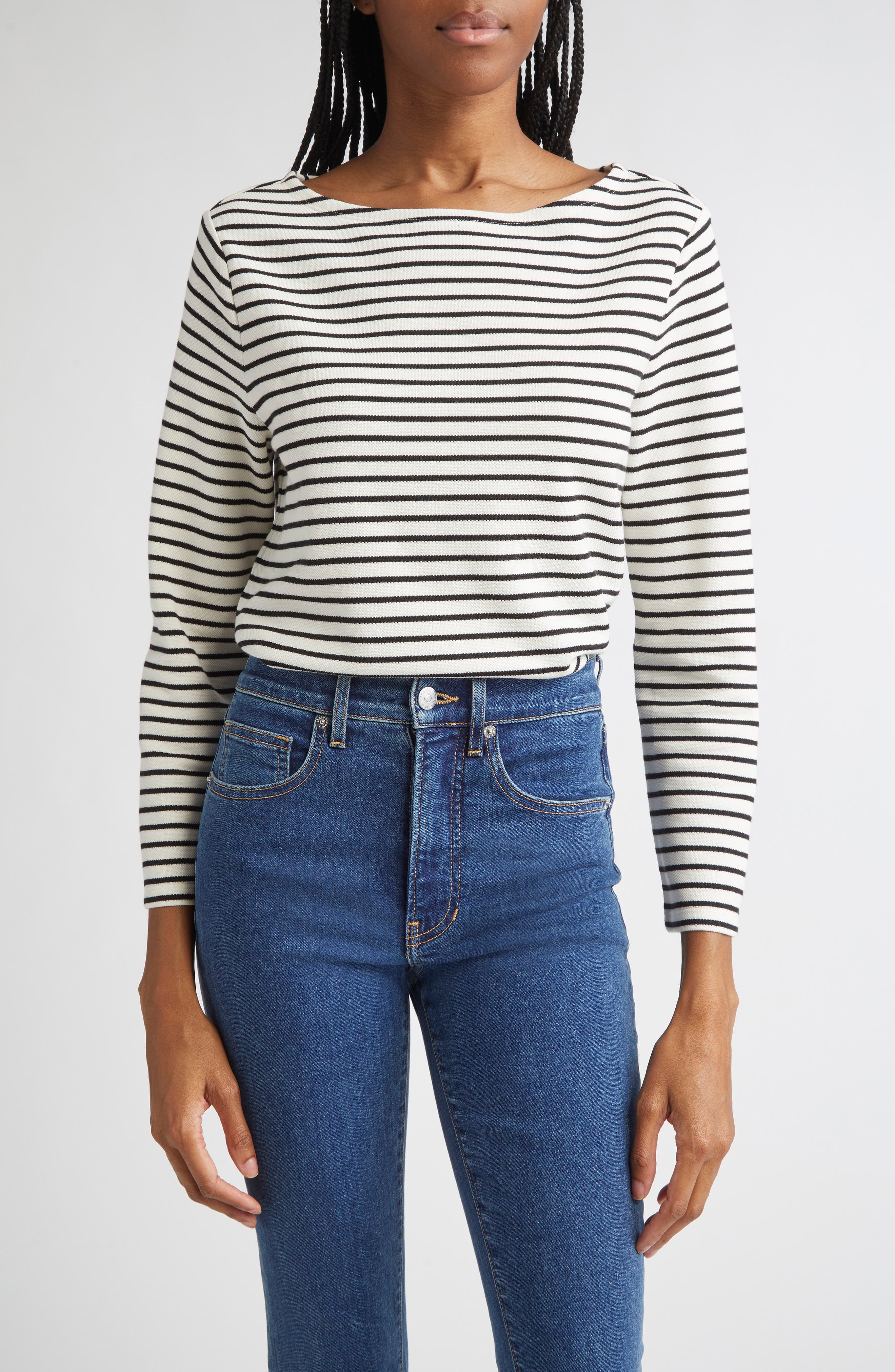 Hovey Stripe Boat Neck T-Shirt - image 1