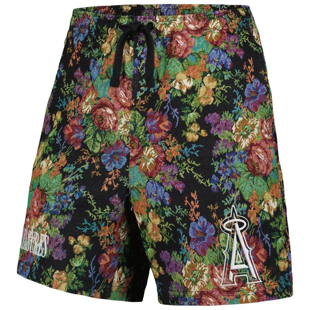 Men's PLEASURES  Black Los Angeles Angels Floral Shorts - image 2