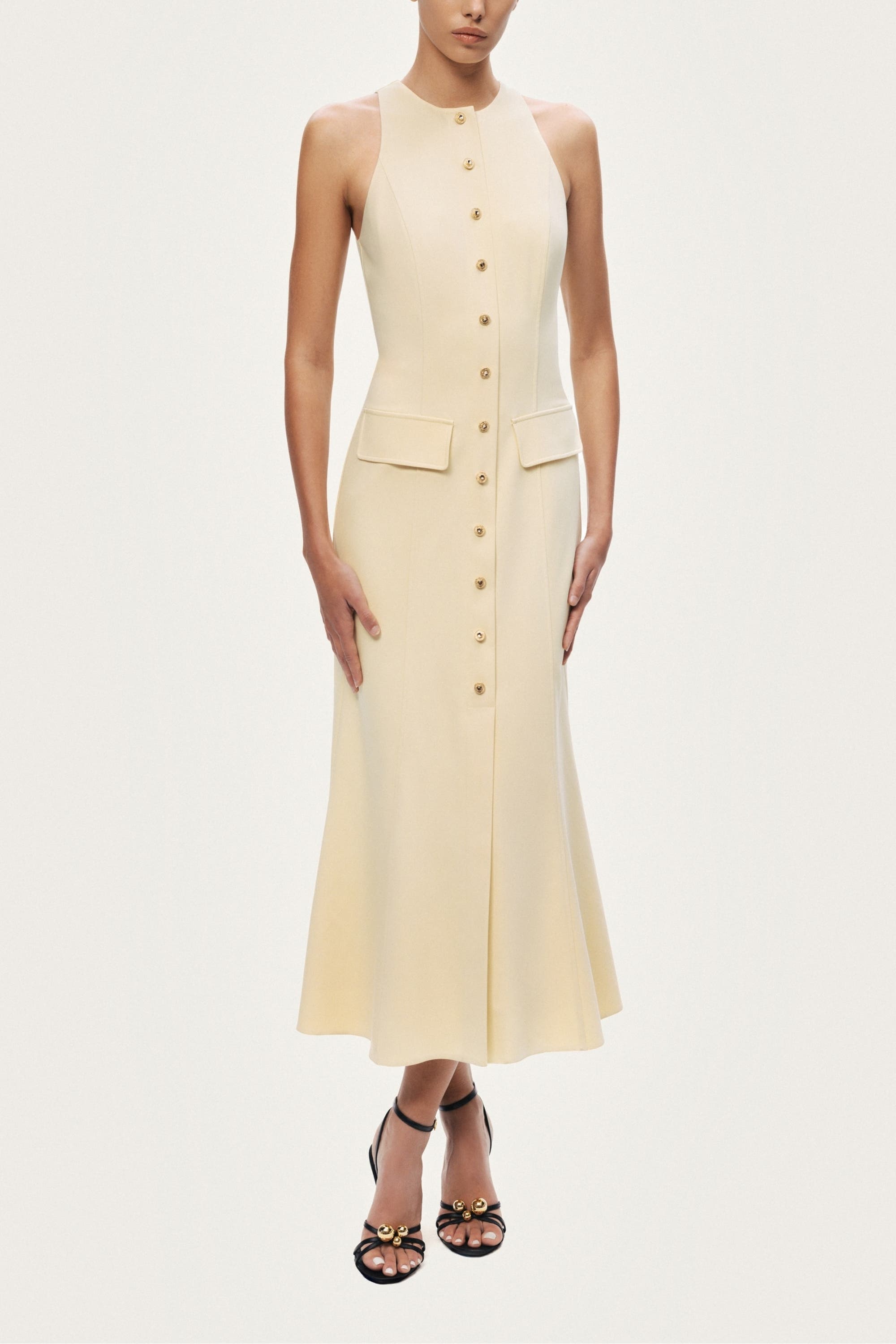 Sleeveless Button-Front Midi Dress - image 2