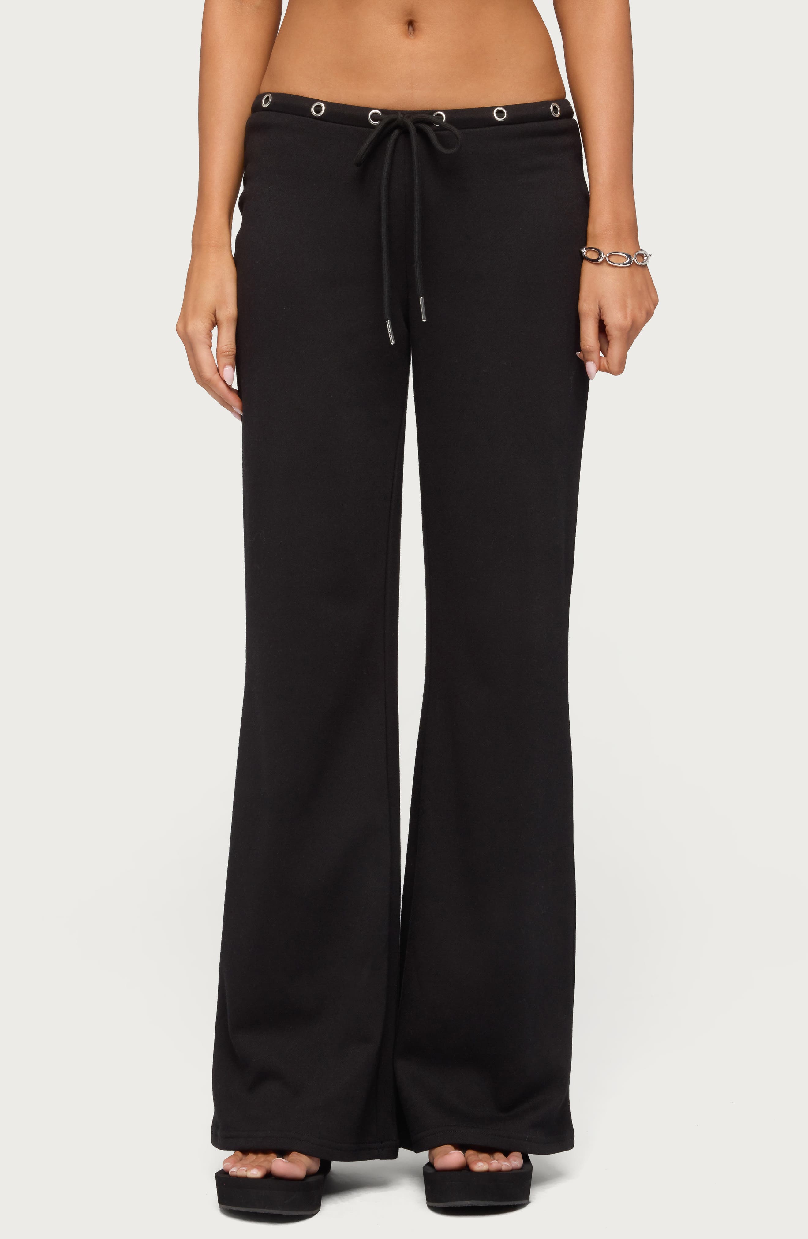 Grommet Drawstring Low Rise Straight Leg Pants - image 1