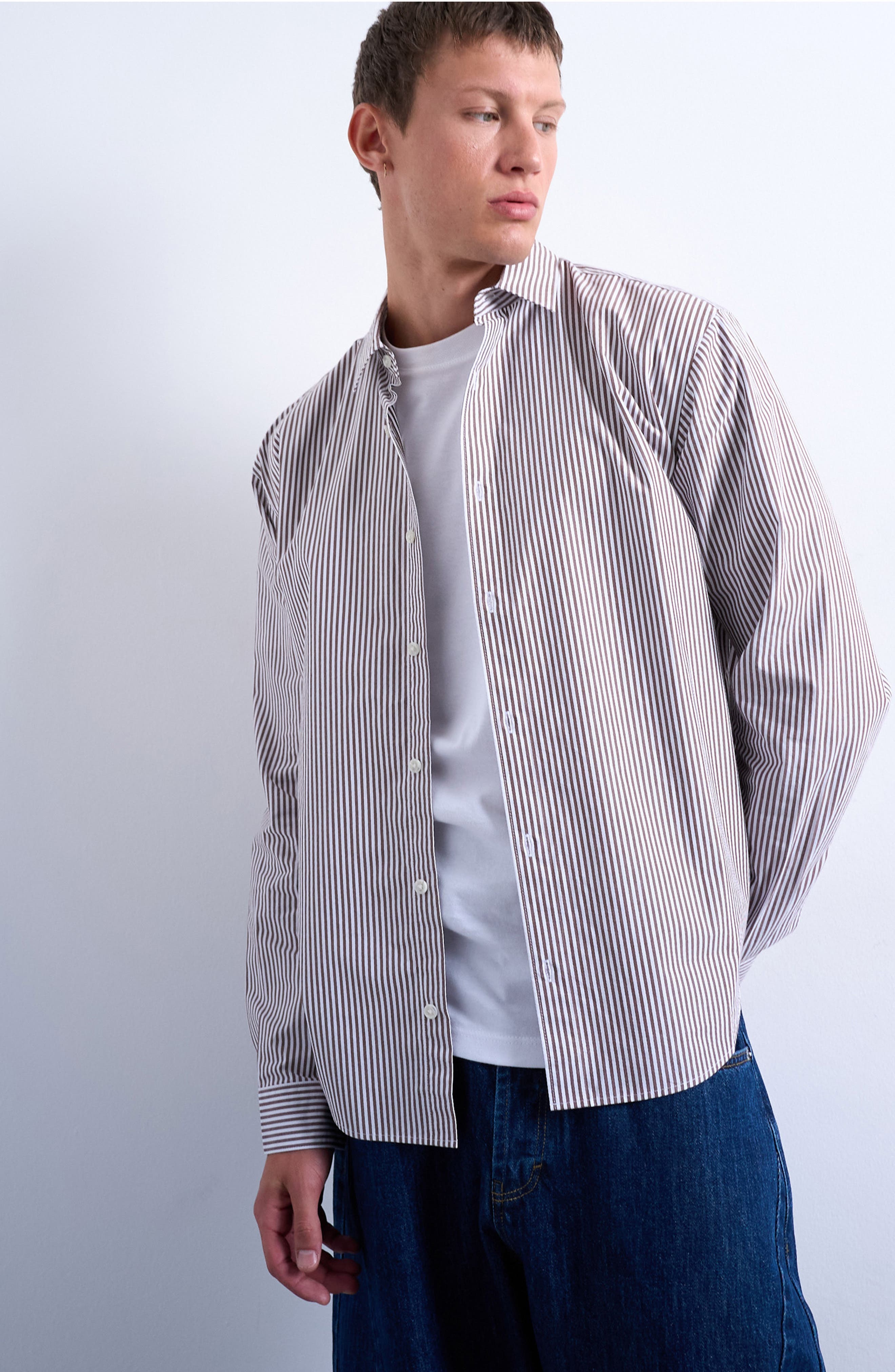 Relaxed Fit Stripe Button-Up Shirt - image 1