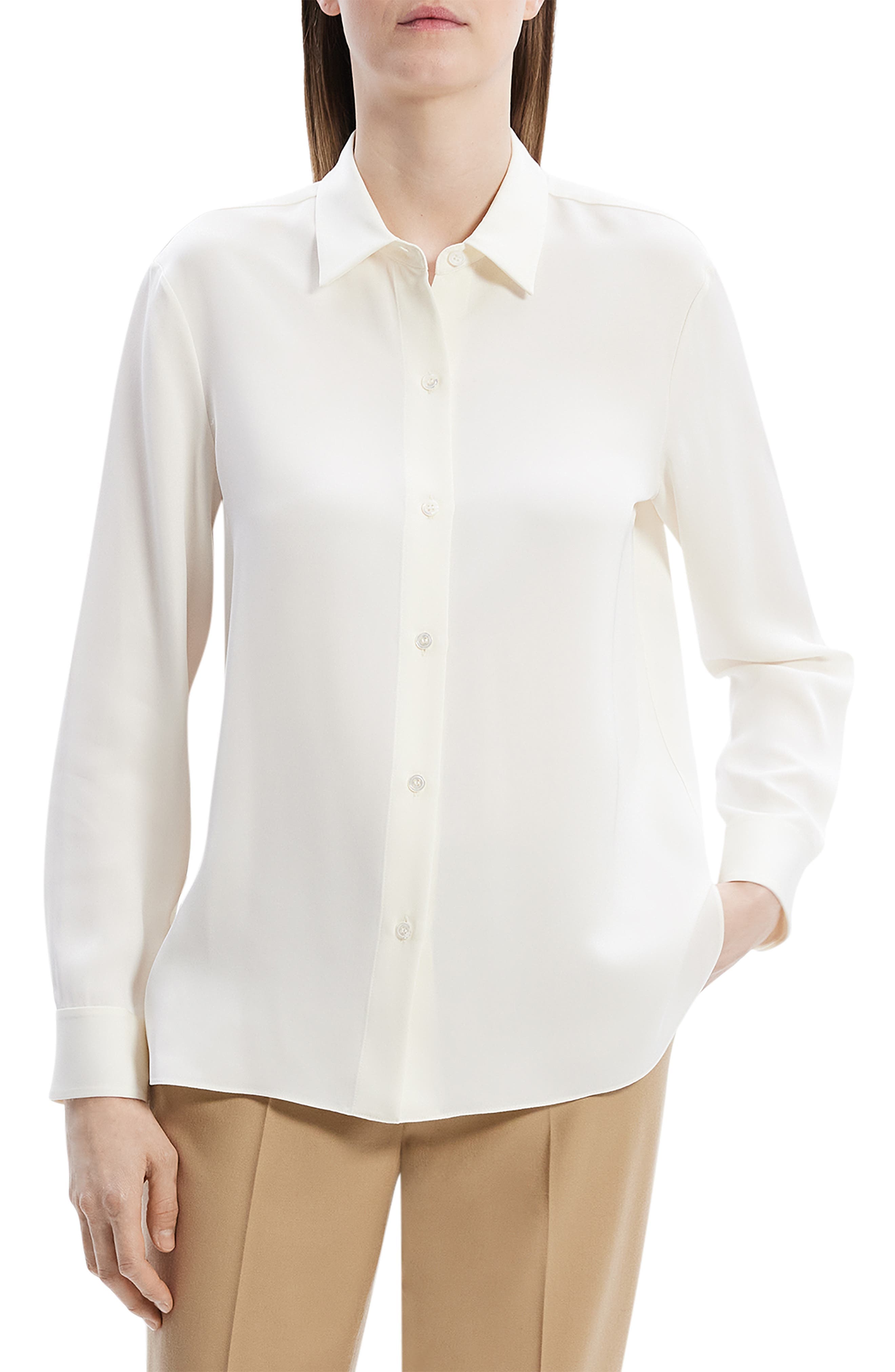 Button-Up Silk Shirt with Necktie - image 1