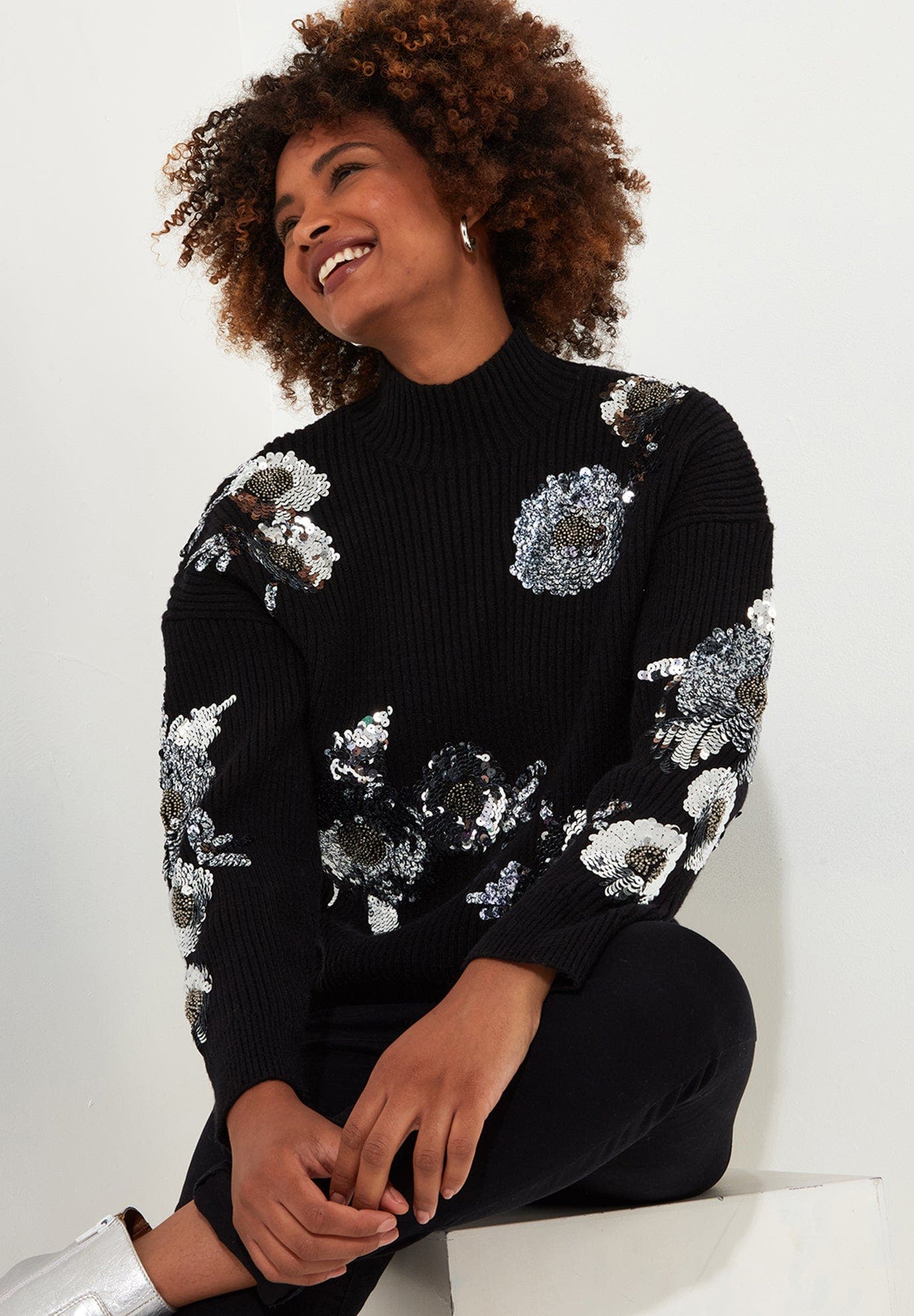 Mockneck Shimmer Sweater - image 1