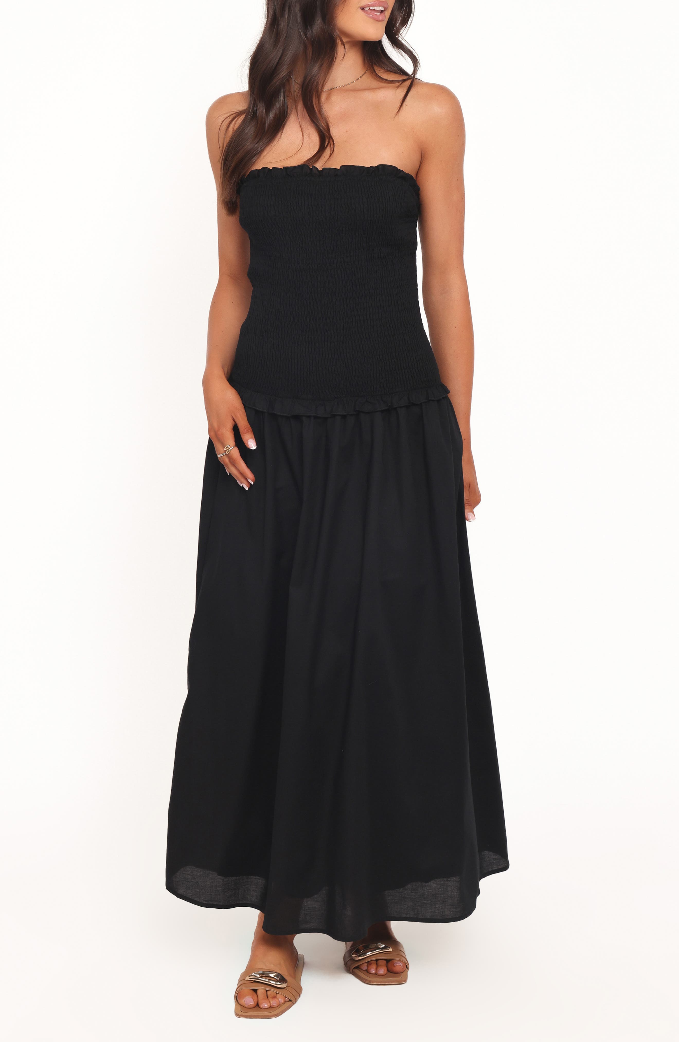 Bea Strapless Cotton & Linen Maxi Dress - image 1