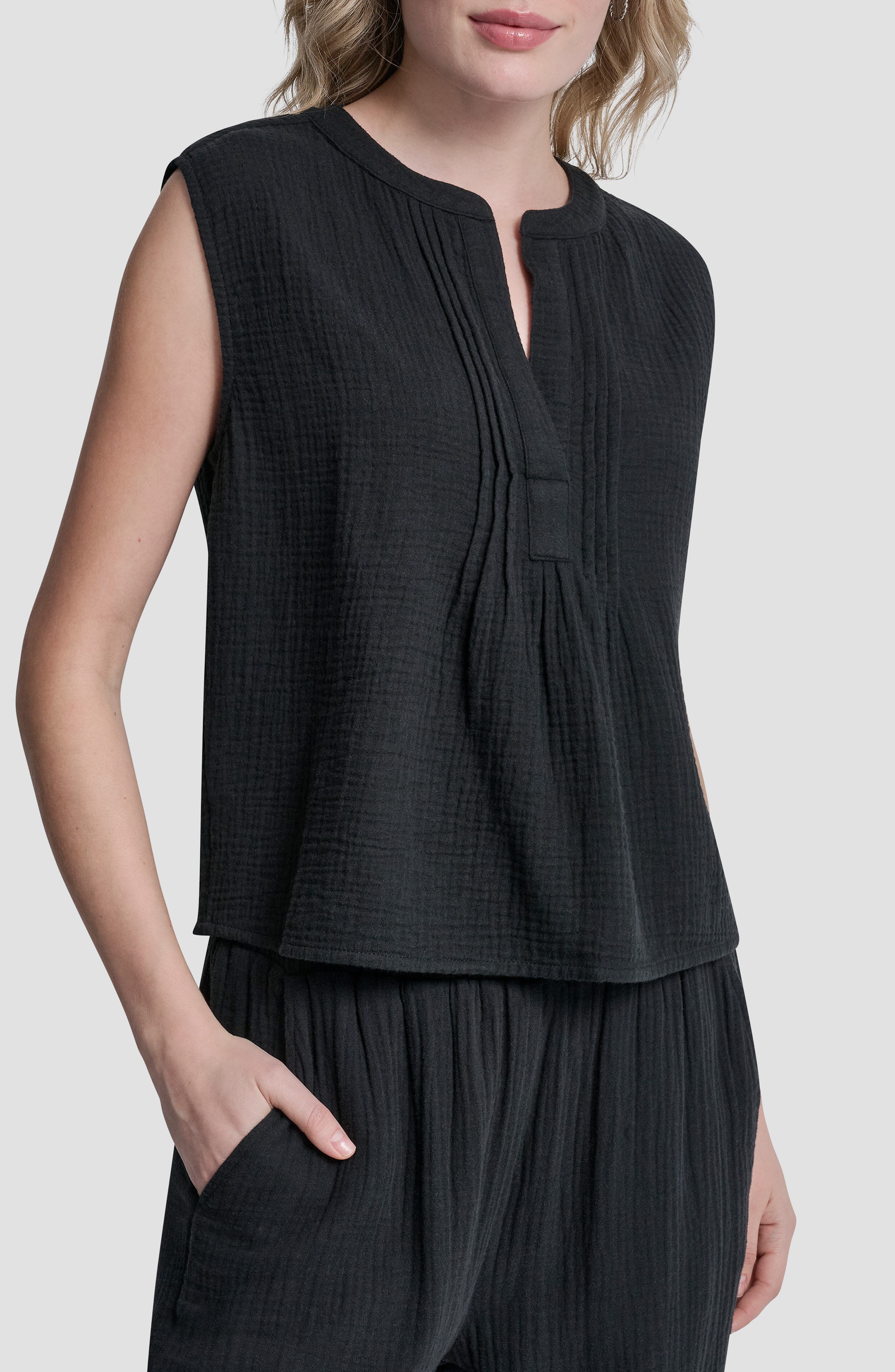 Double Crepe Gauze Sleeveless Top - image 1
