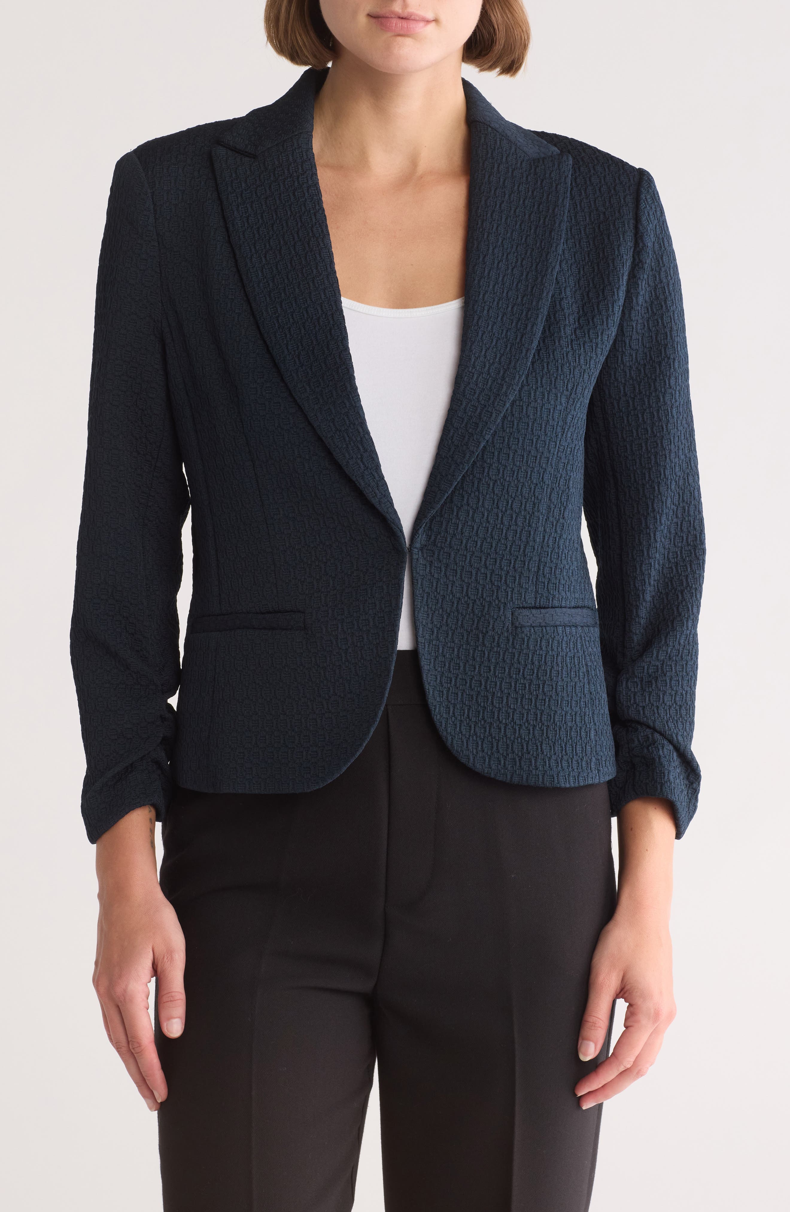 Ruched Sleeve Jacquard Blazer - image 3