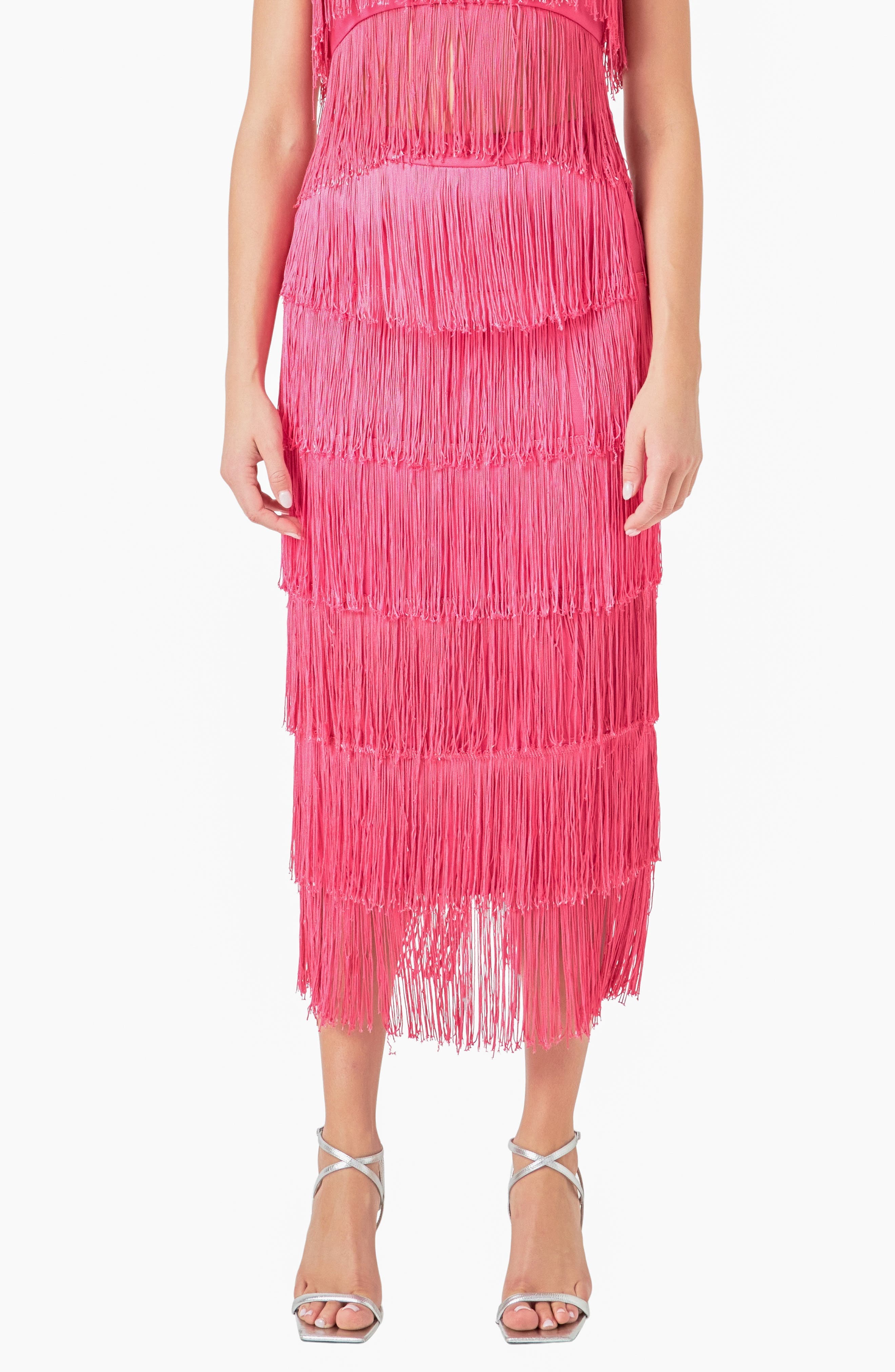 Fringe Tiered Maxi Skirt - image 1