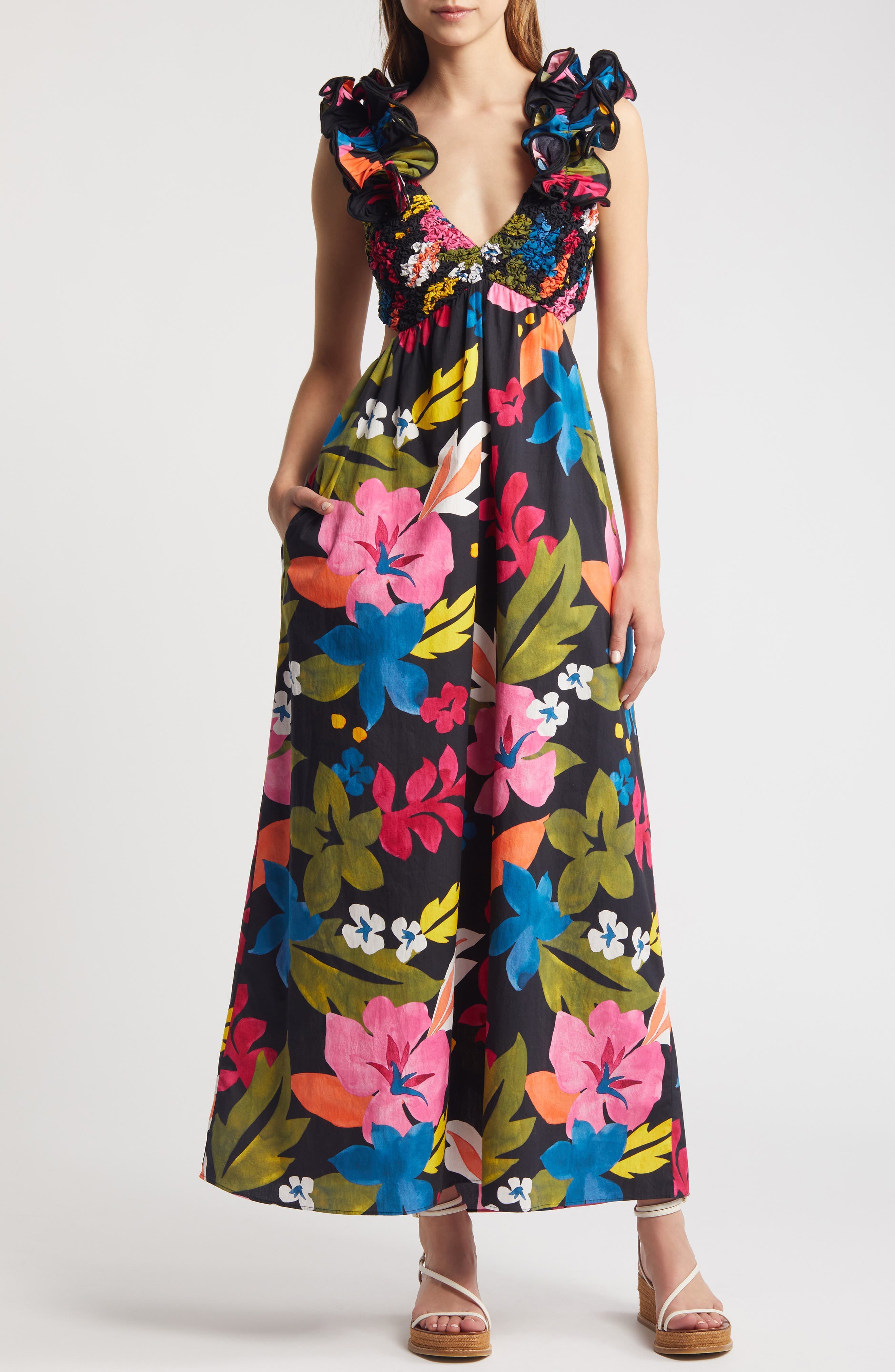 Zaira Floral Cotton Maxi Dress - image 1