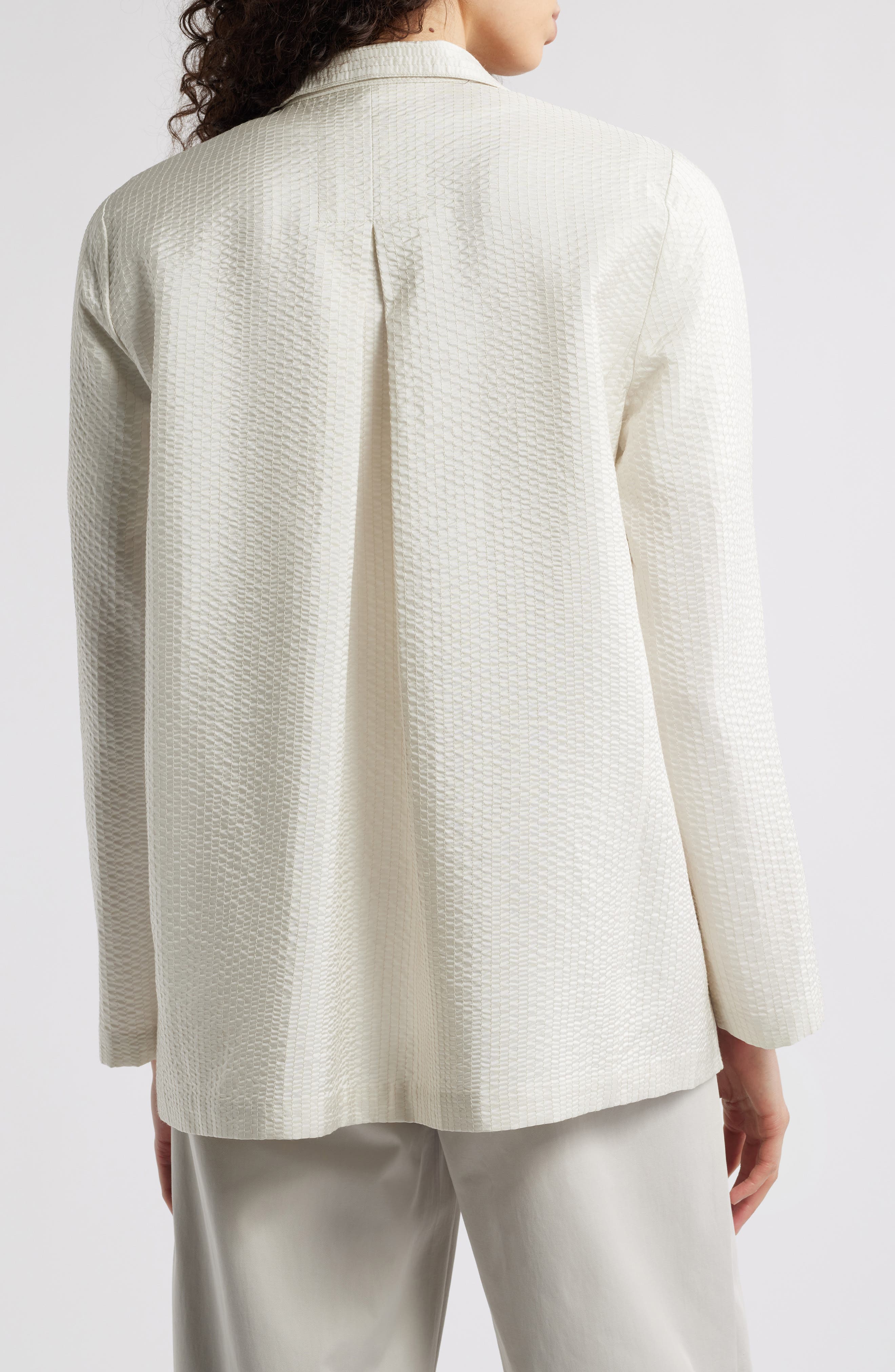 Stand Collar Open Front Silk Jacket - image 2