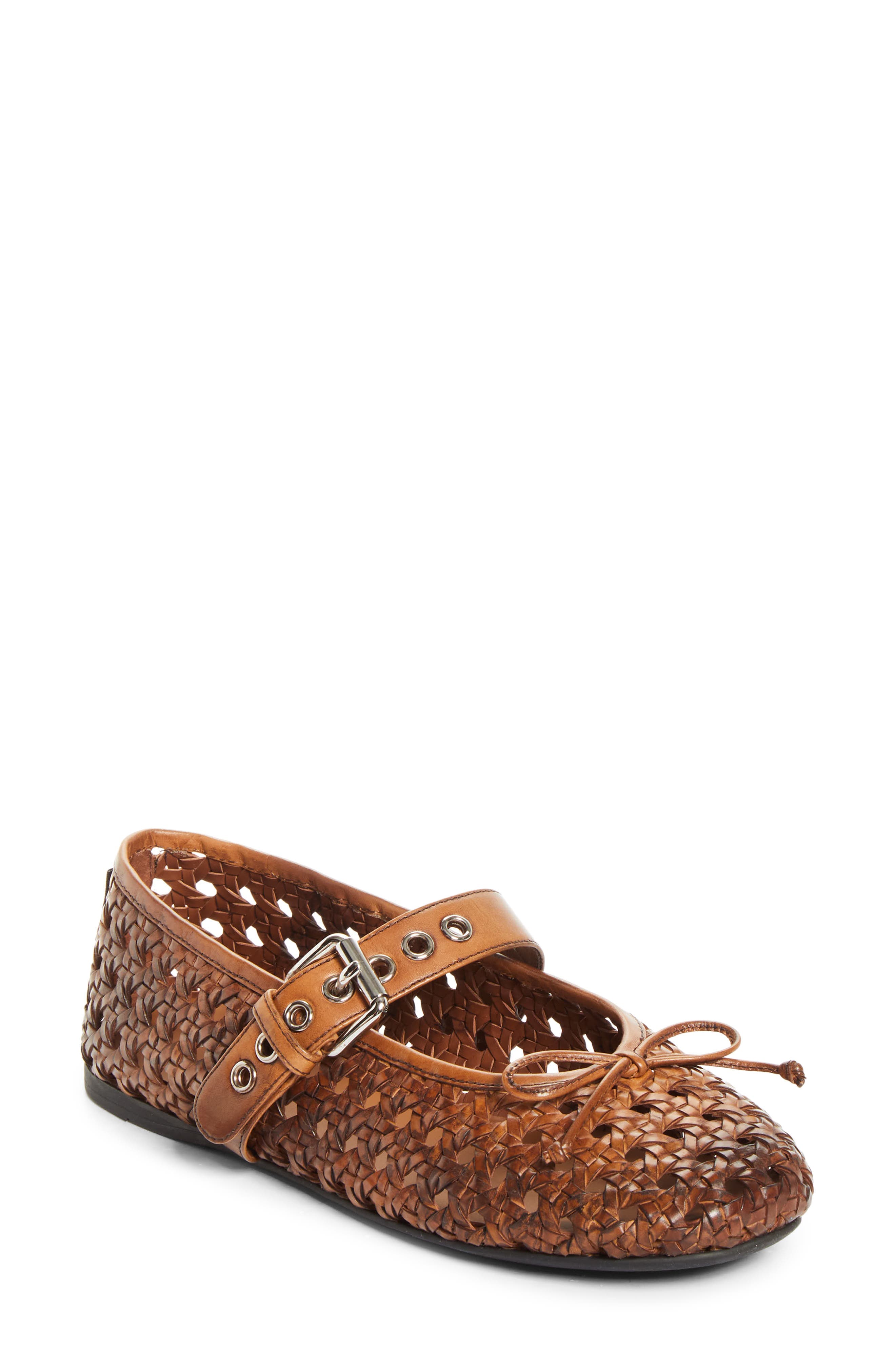 Woven Leather Mary Jane Flat - image 1