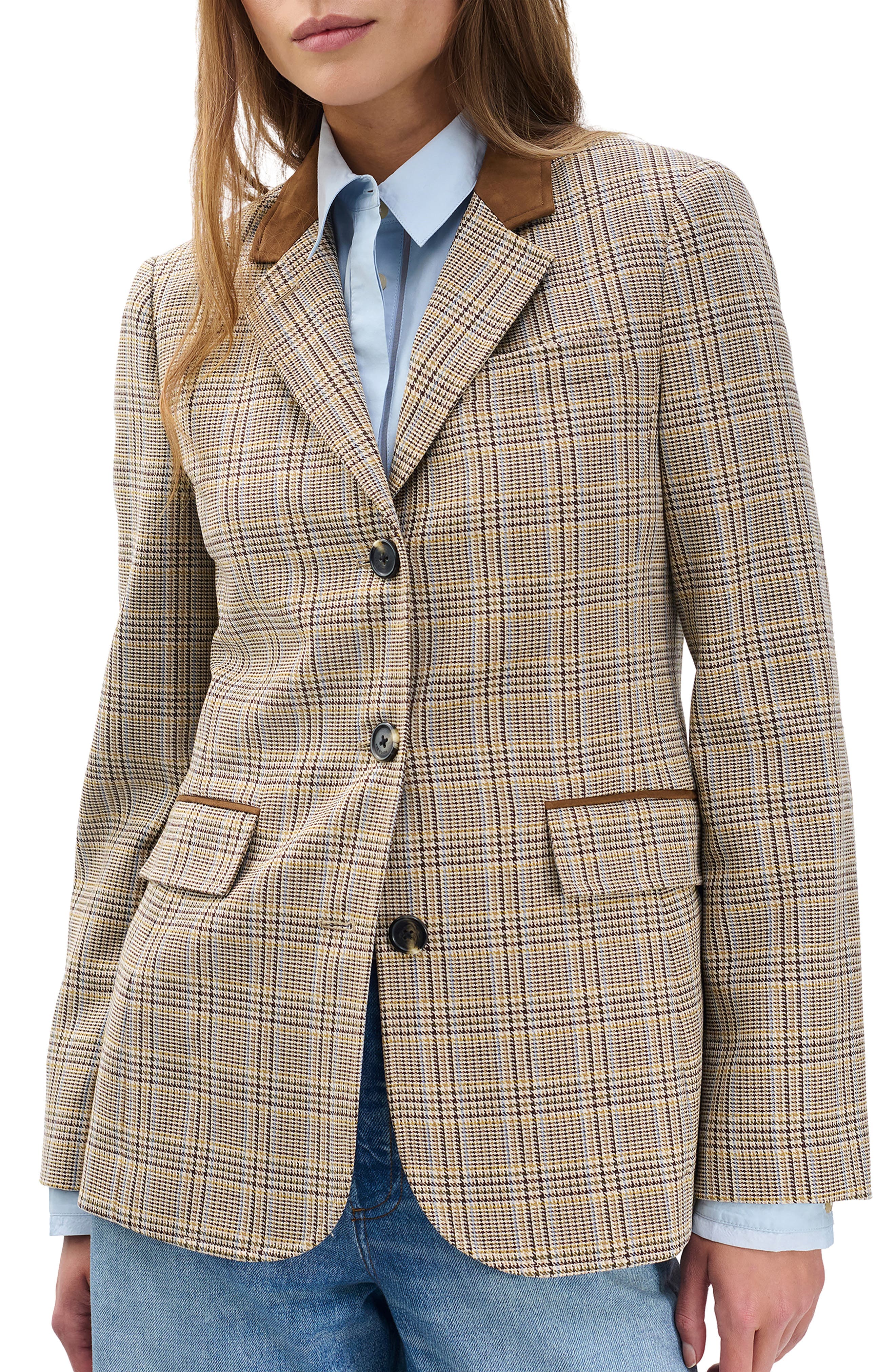 Evia Plaid Wool Blend Blazer - image 1