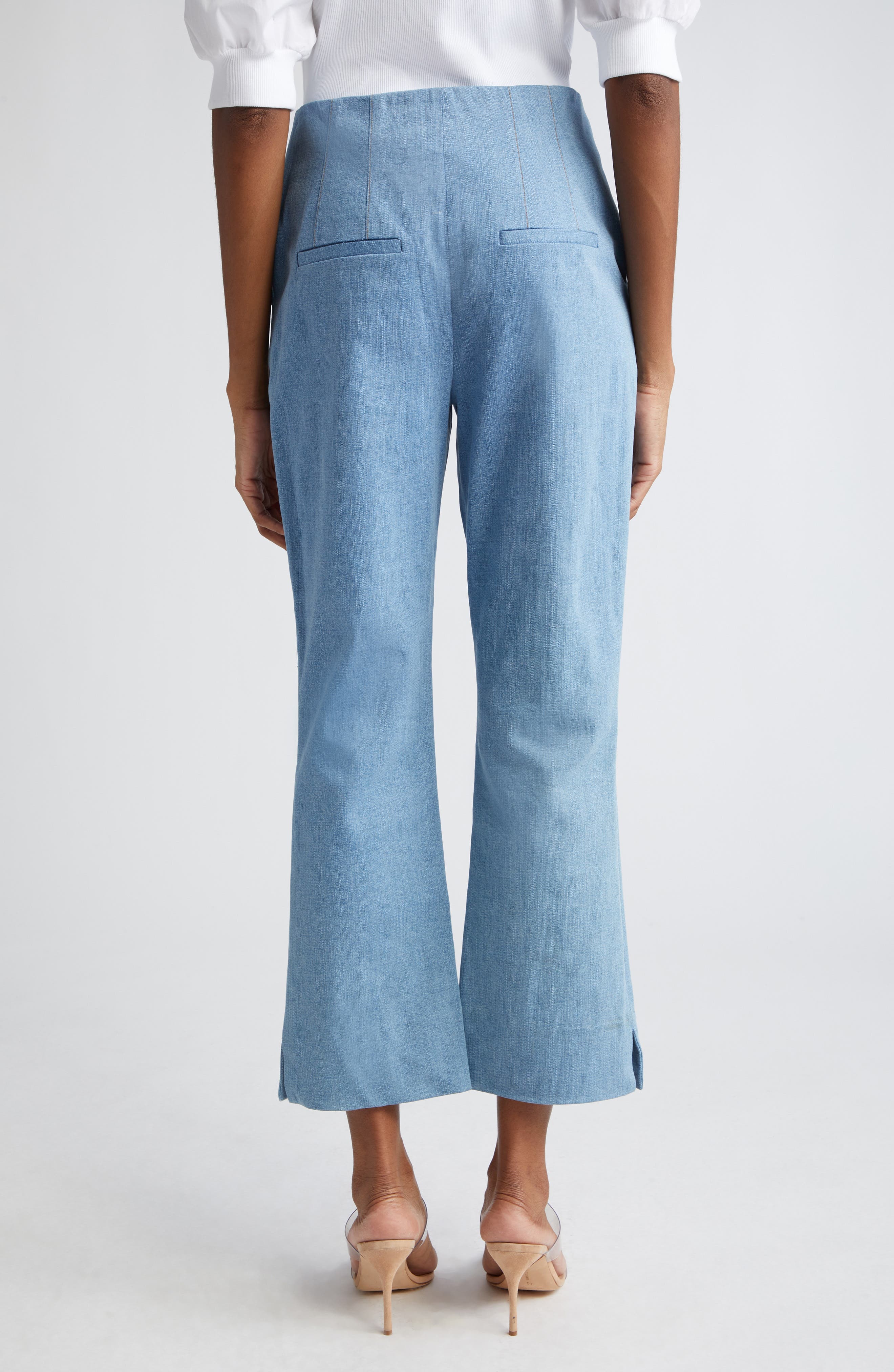 Kean Pintuck Denim Flare Leg Pants - image 2