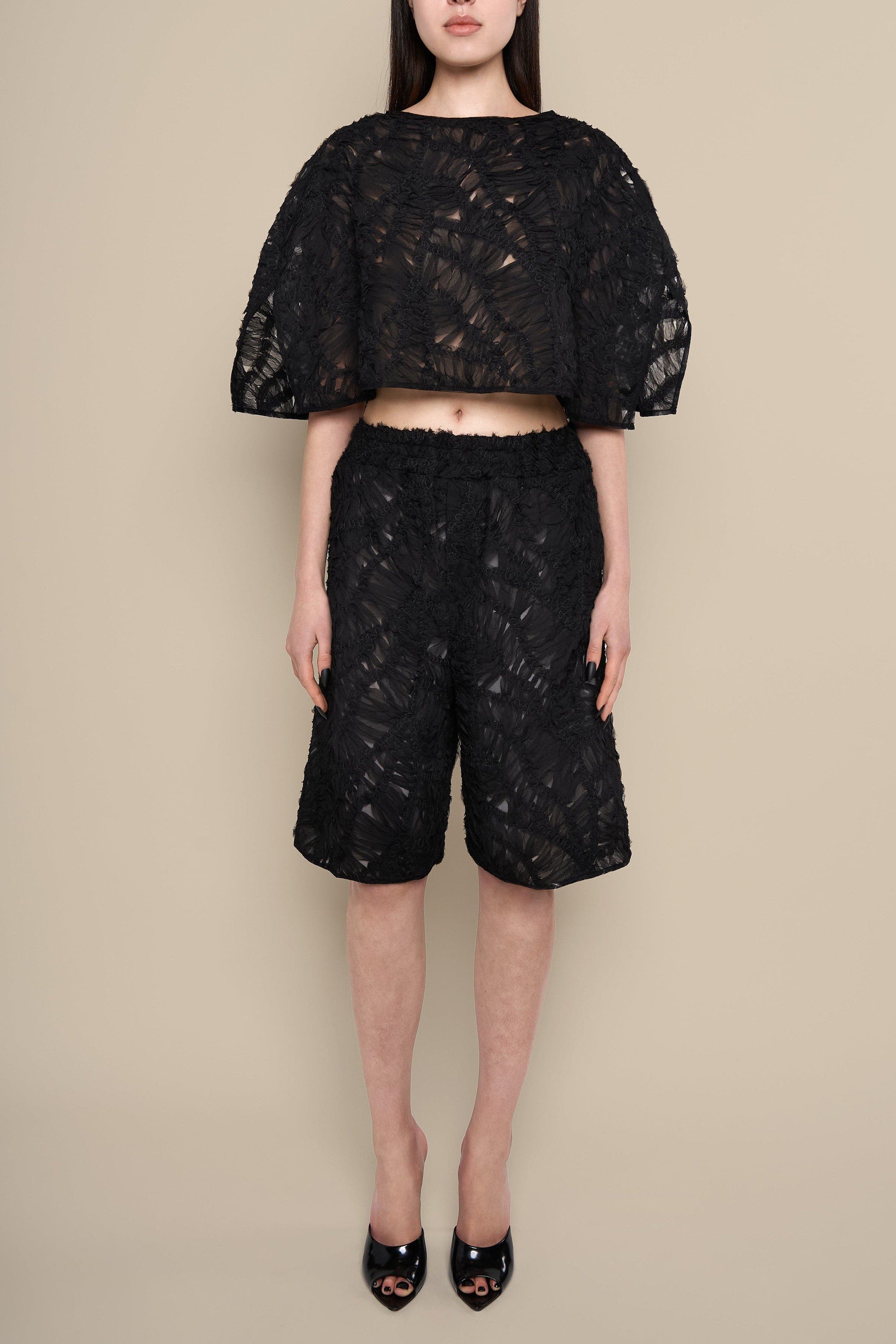 Fleur Sheer Lace Relaxed High-Waist Boyfriend Shorts - image 2