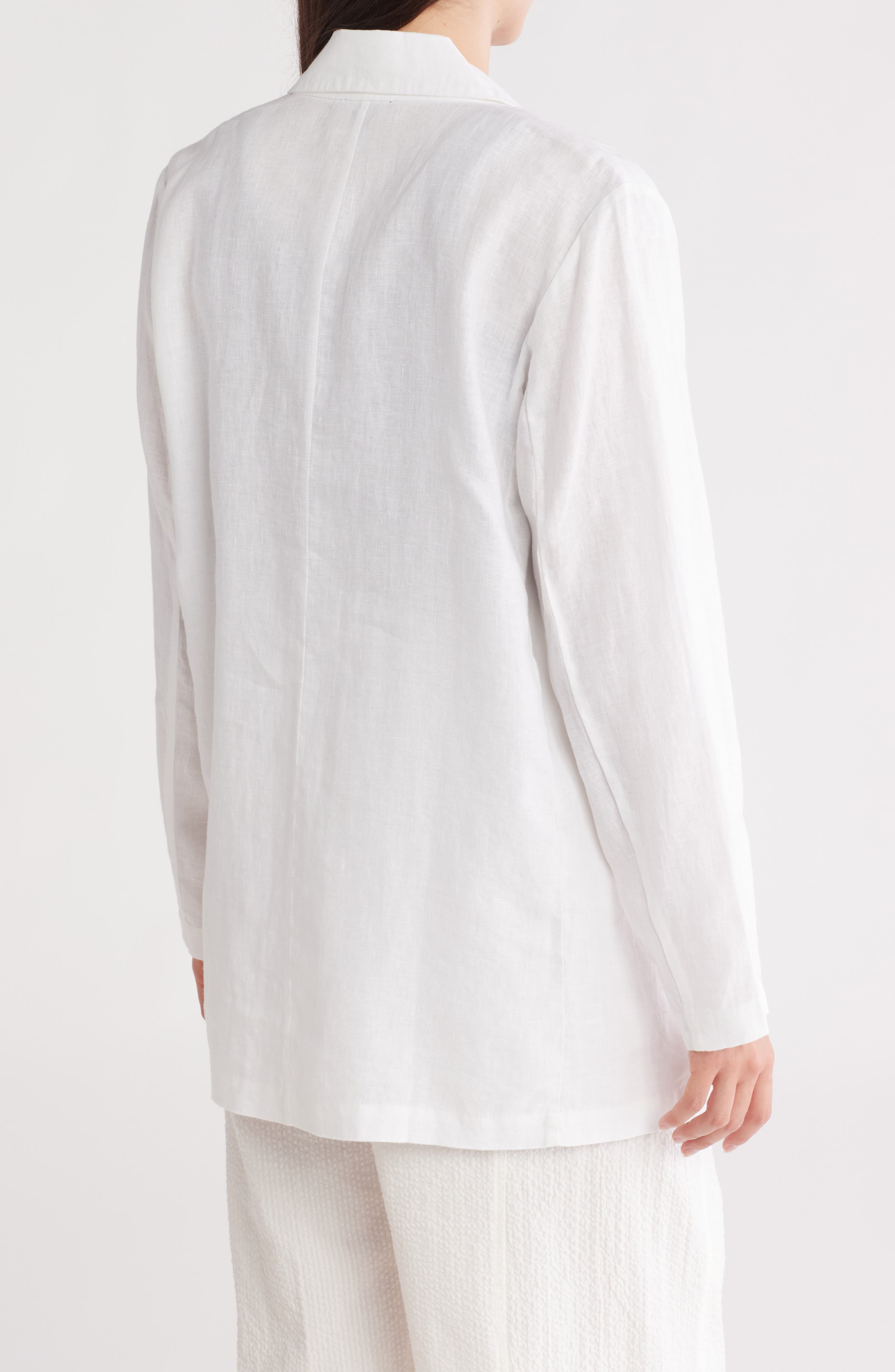 Notch Collar Organic Linen Long Blazer - image 2
