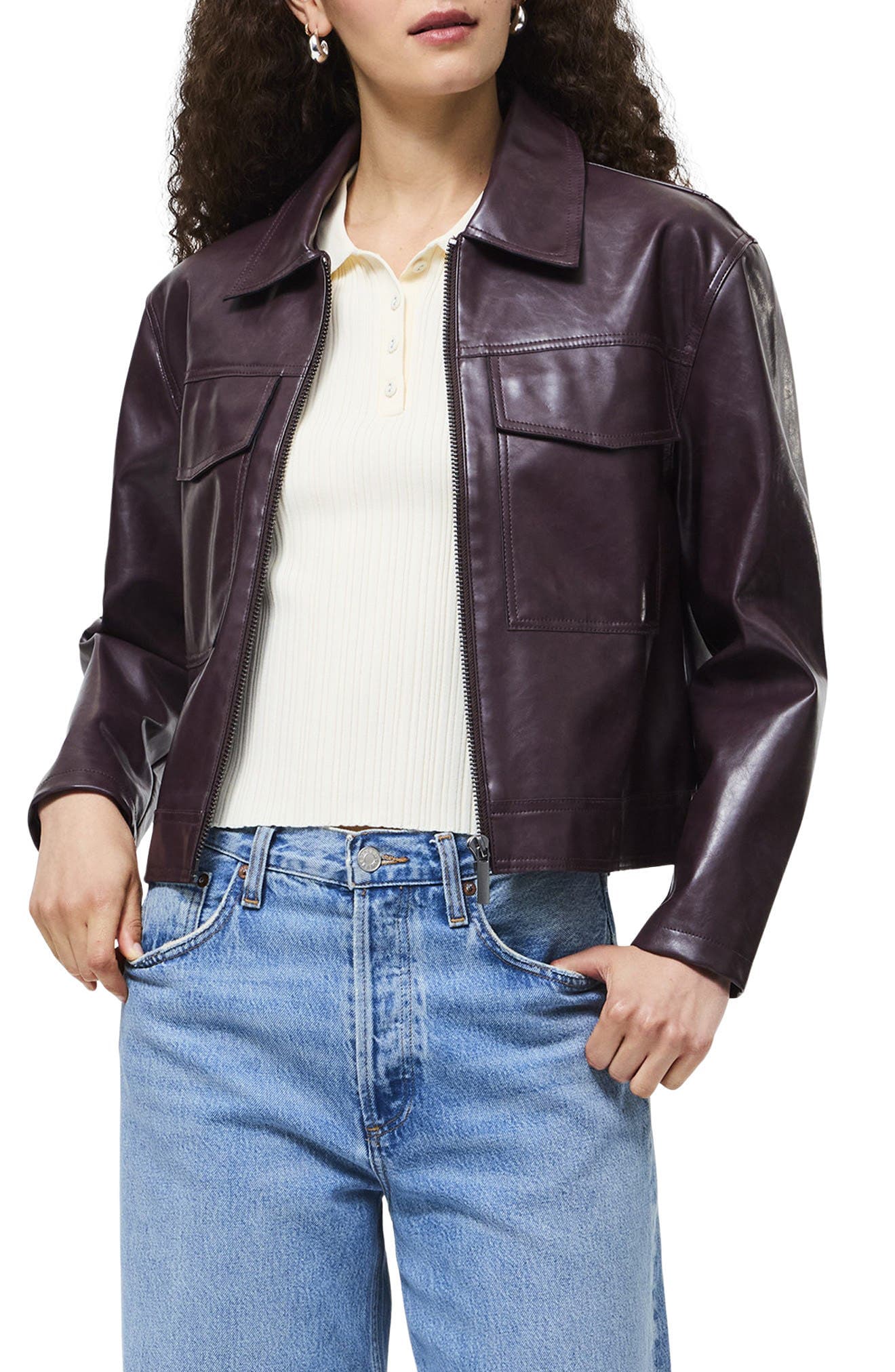 Kayleigh Faux Leather Bomber Jacket - image 1