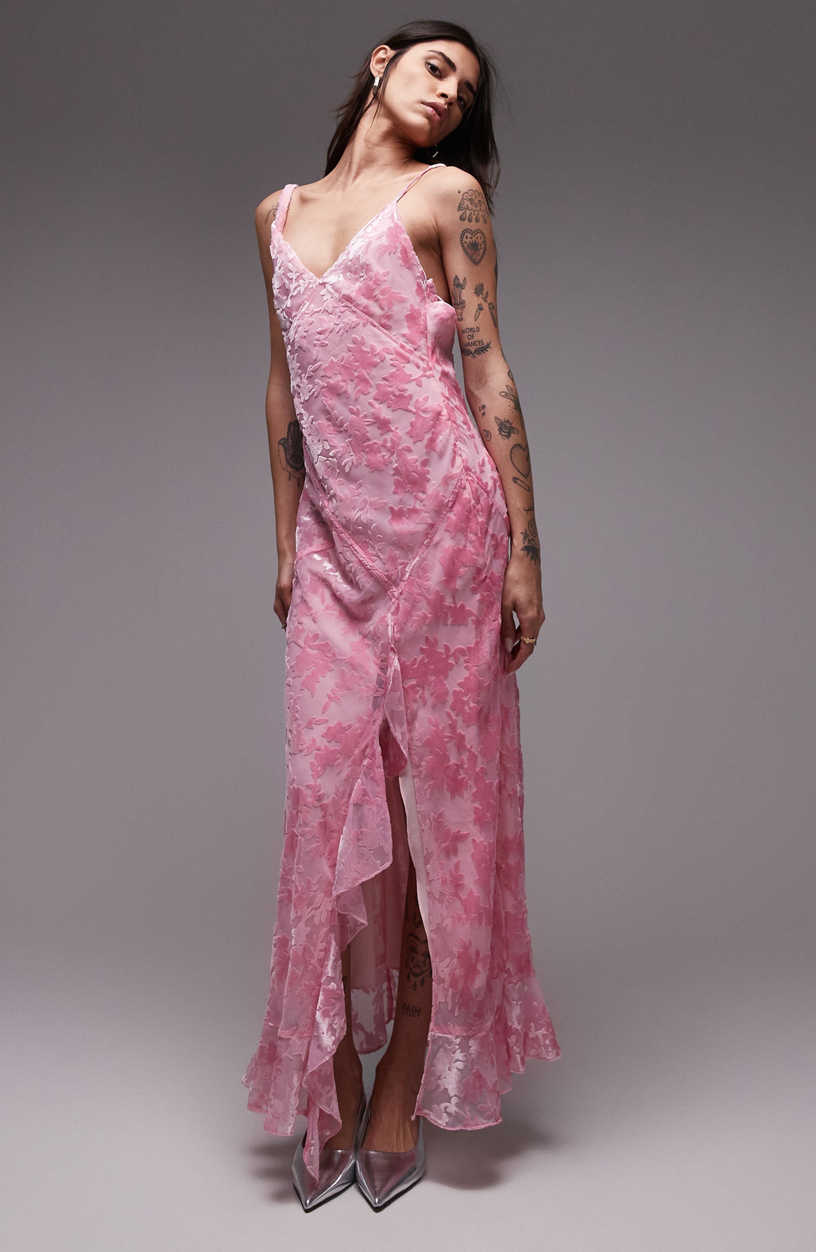 Floral Burnout Velvet Maxi Dress - image 1
