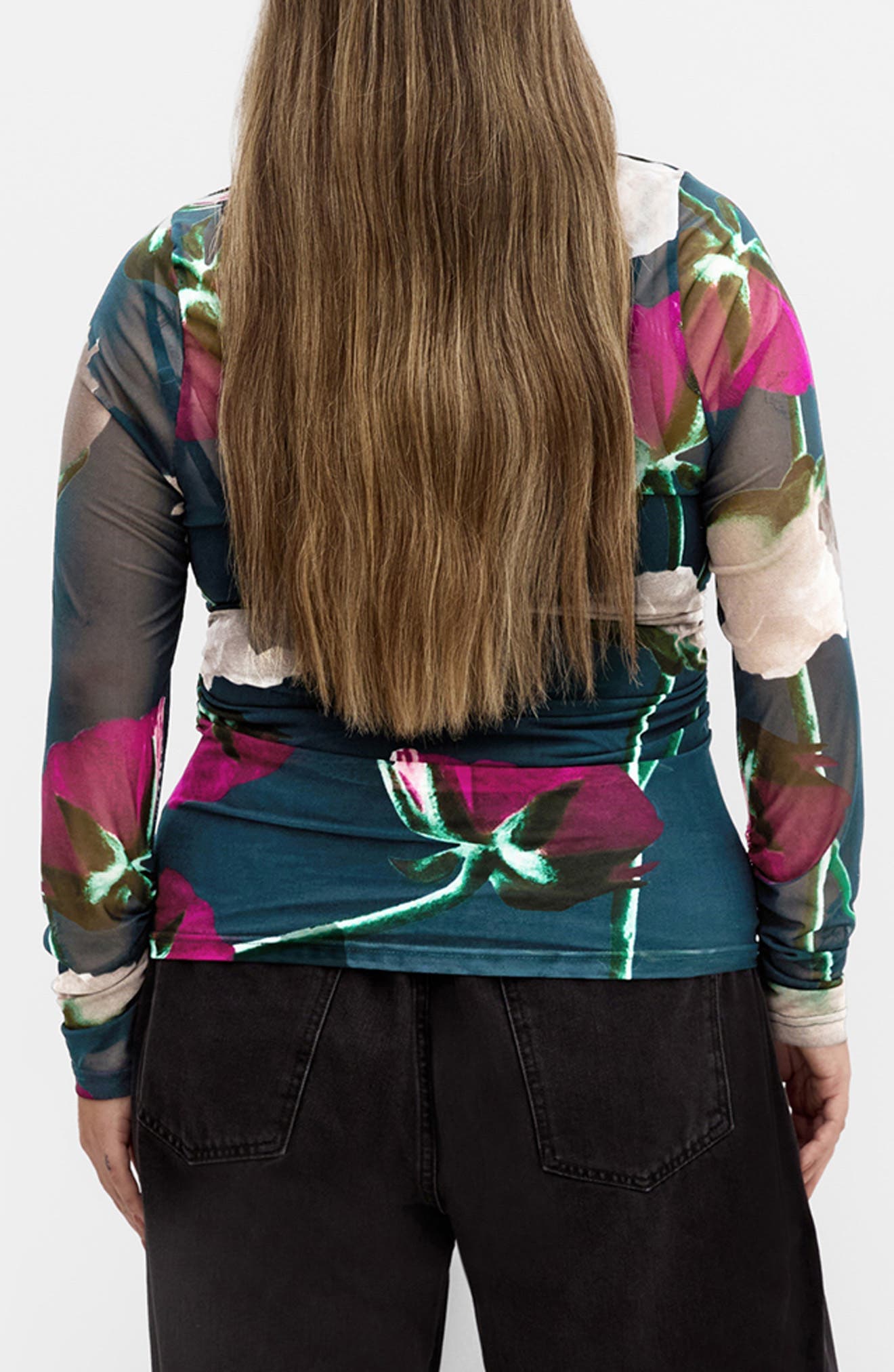 Lauryn Floral Sheer Mesh Top - image 2