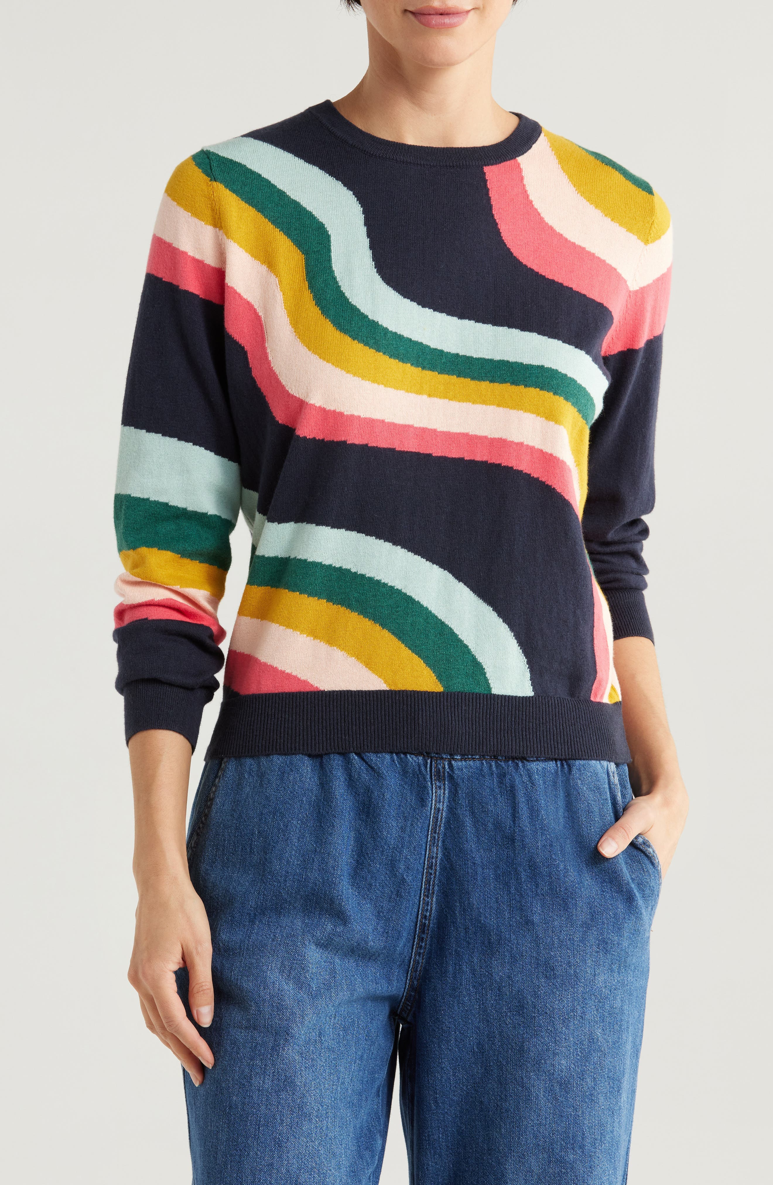 Icon Rainbow Swirl Print Cotton Sweater - image 1