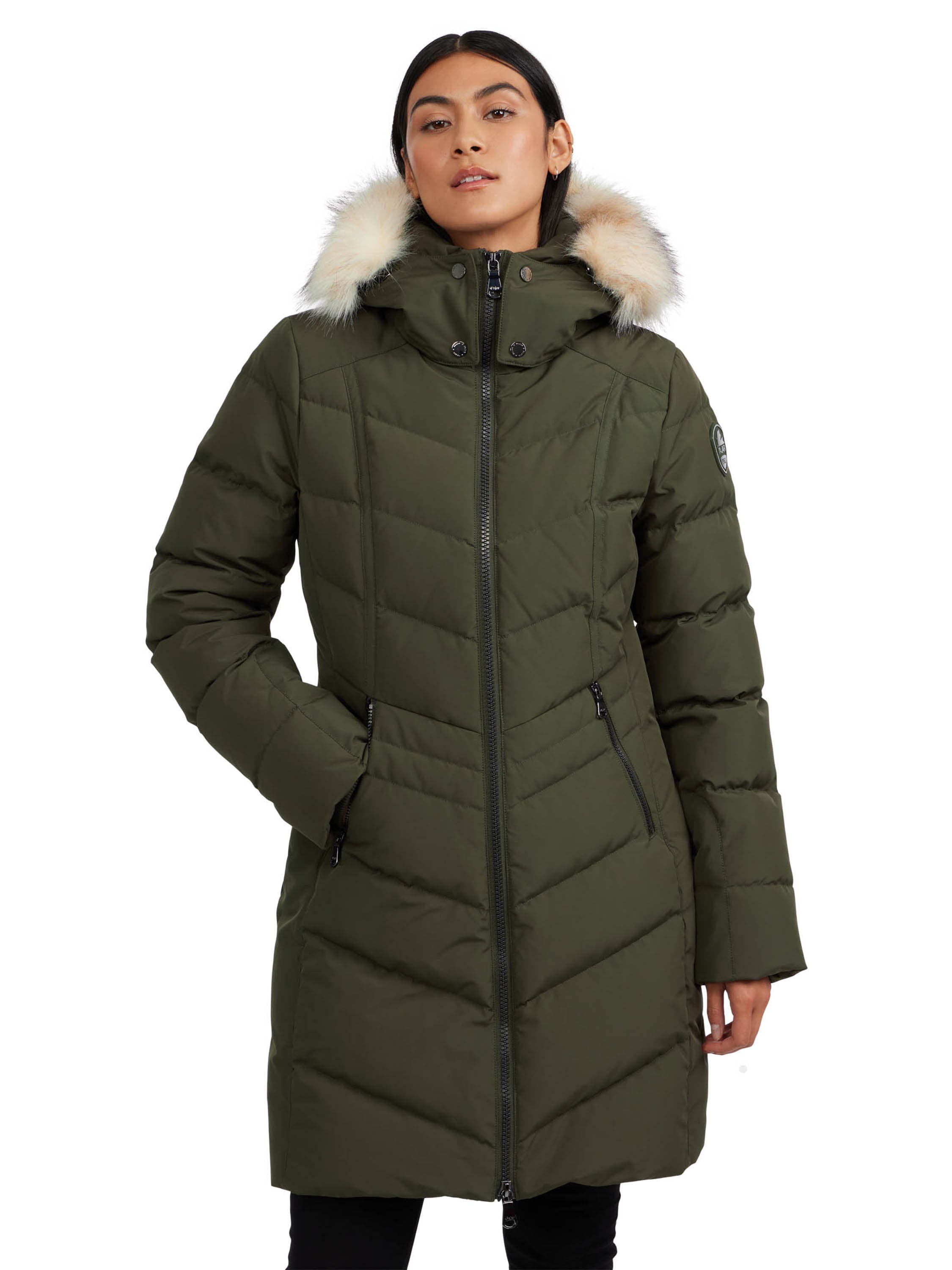 January Down Chevron Puffer with Detachable Hood Fur - image 1