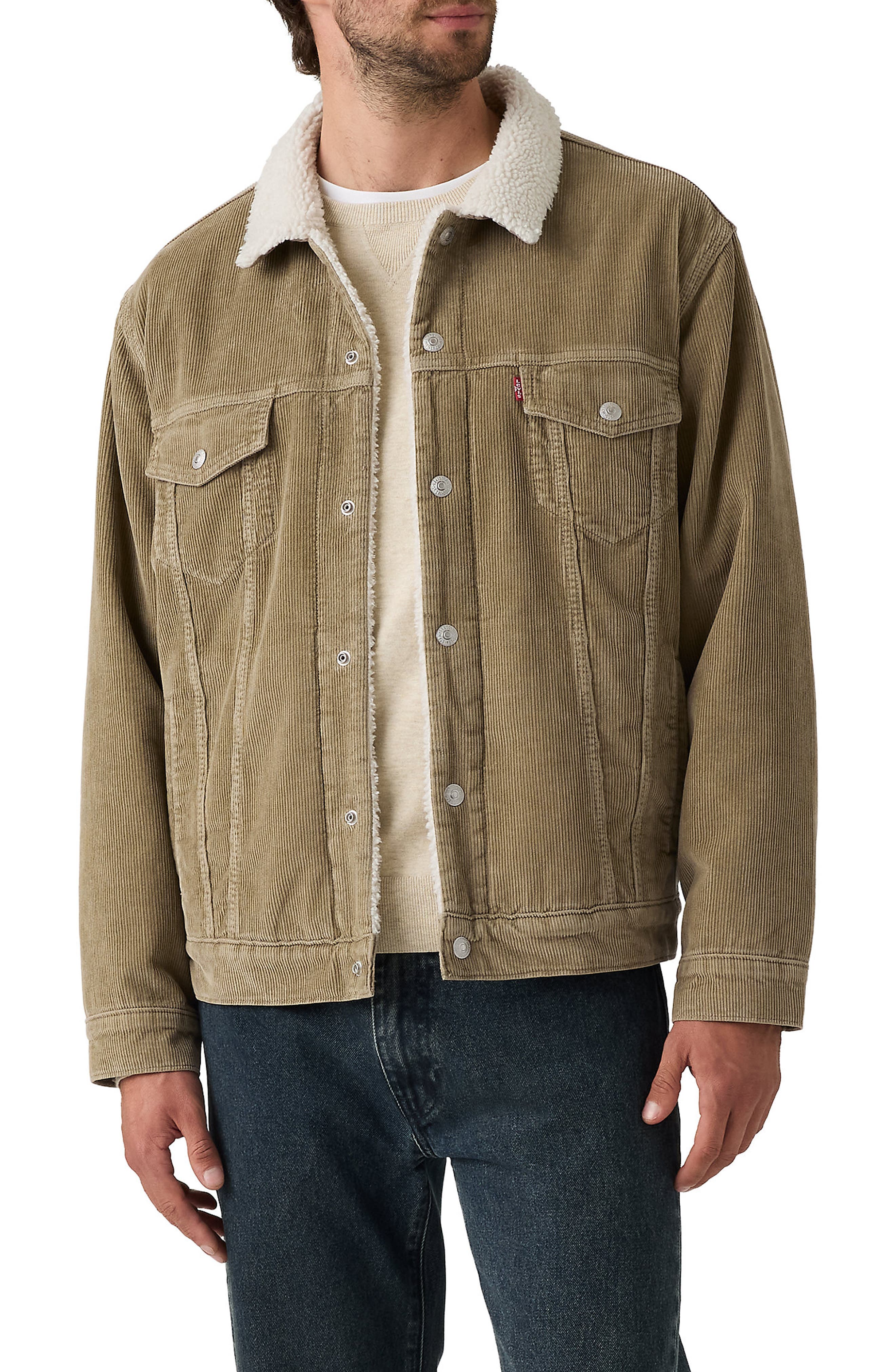 Relaxed Fit Faux Shearling Lined Trucker Jacket - image 1