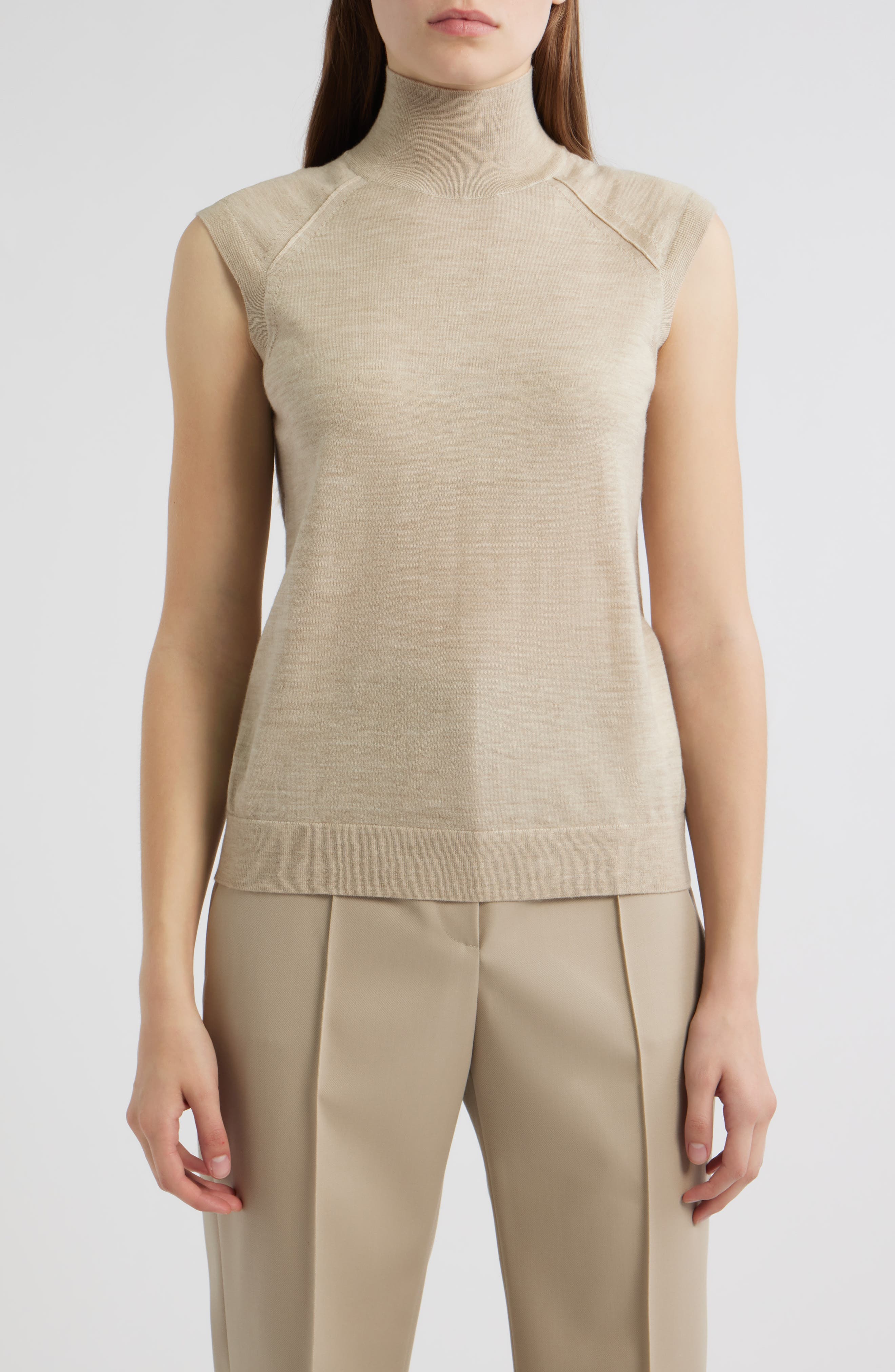 Fipini Turtleneck Sleeveless Virgin Wool Sweater - image 1