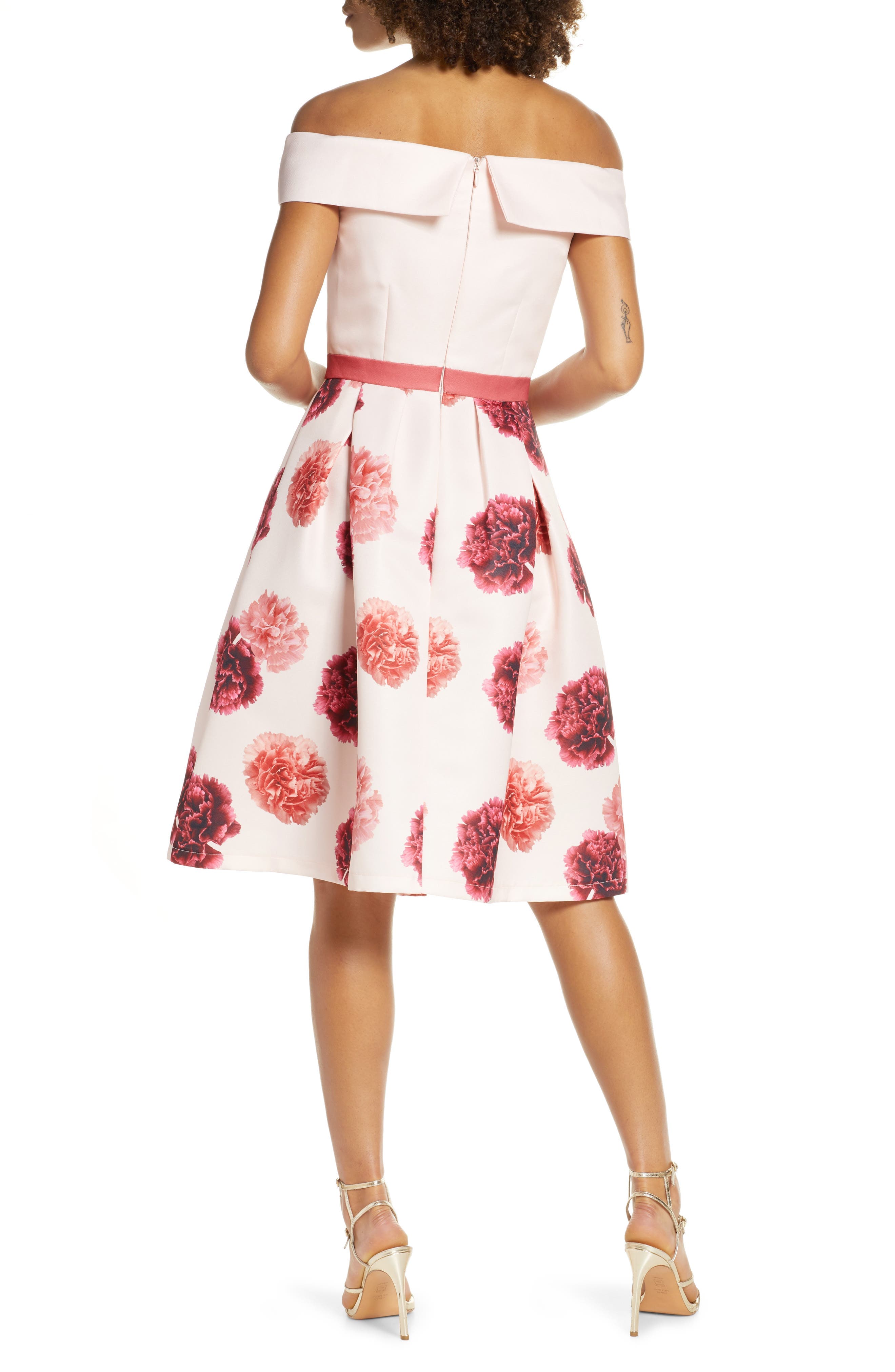 Floral Off the Shoulder Fit & Flare Dress - image 2