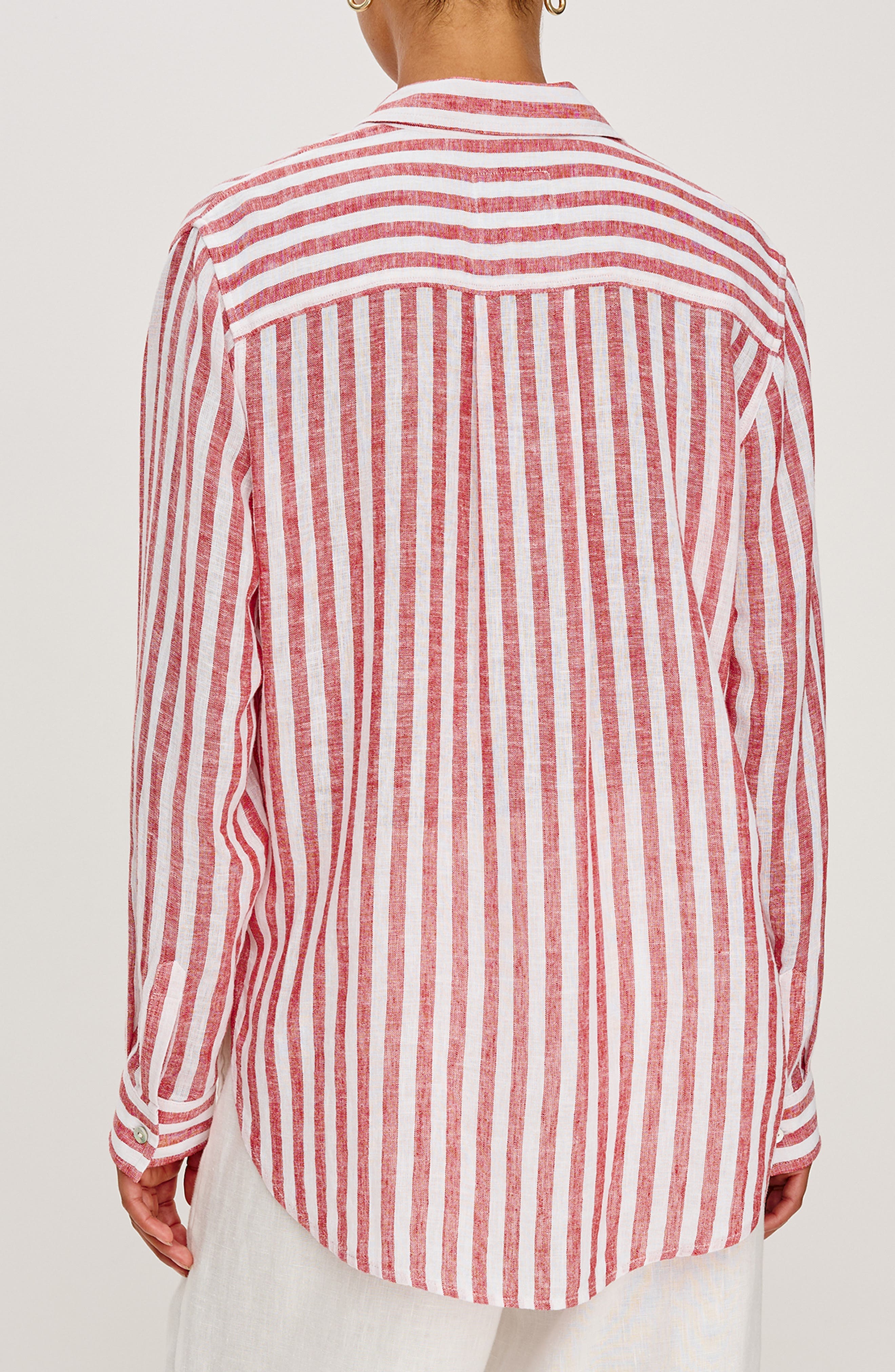 Giada Stripe Linen Blend Button-Up Shirt - image 2