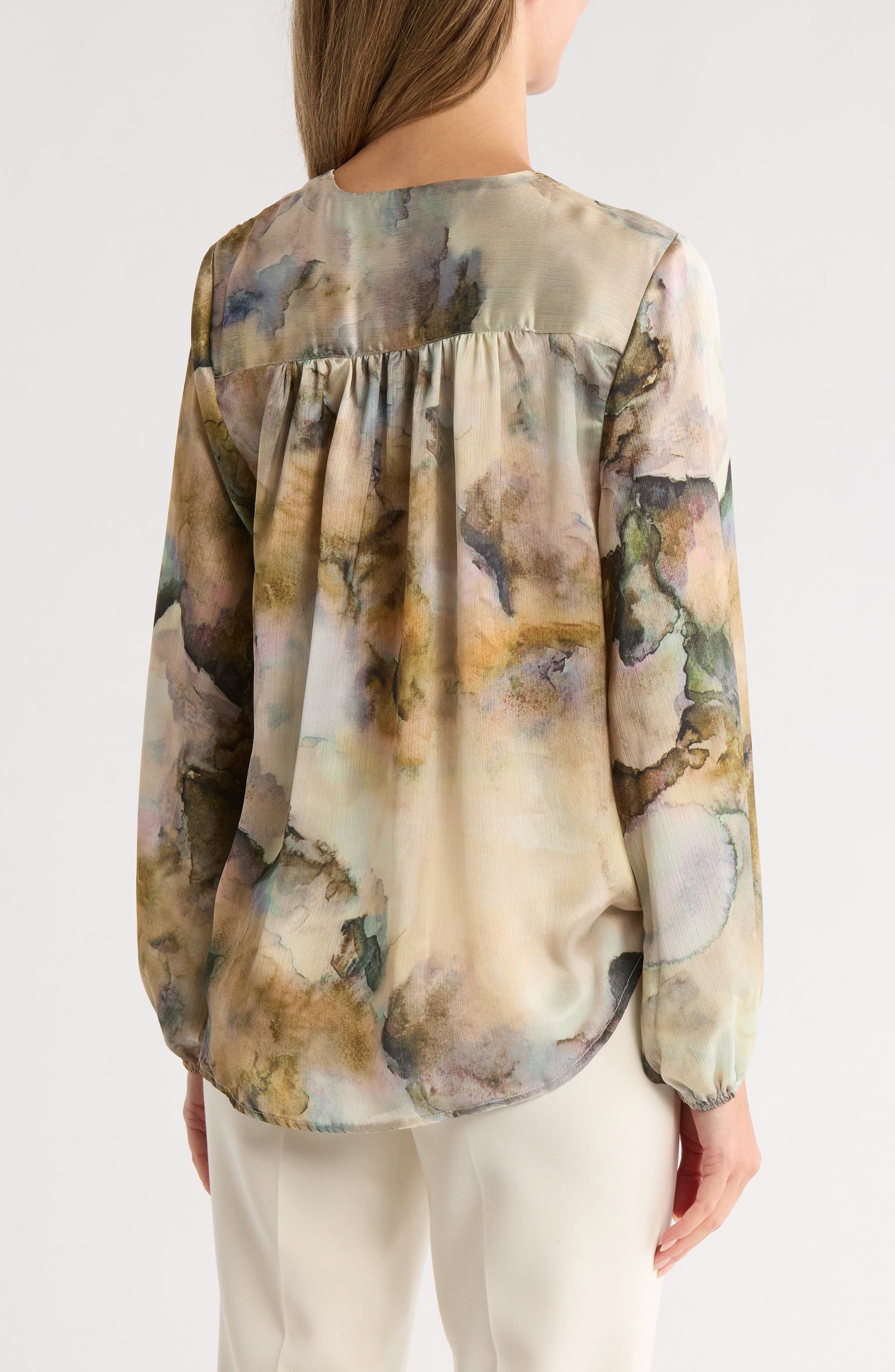 Long Sleeve Faux Wrap Blouse - image 4