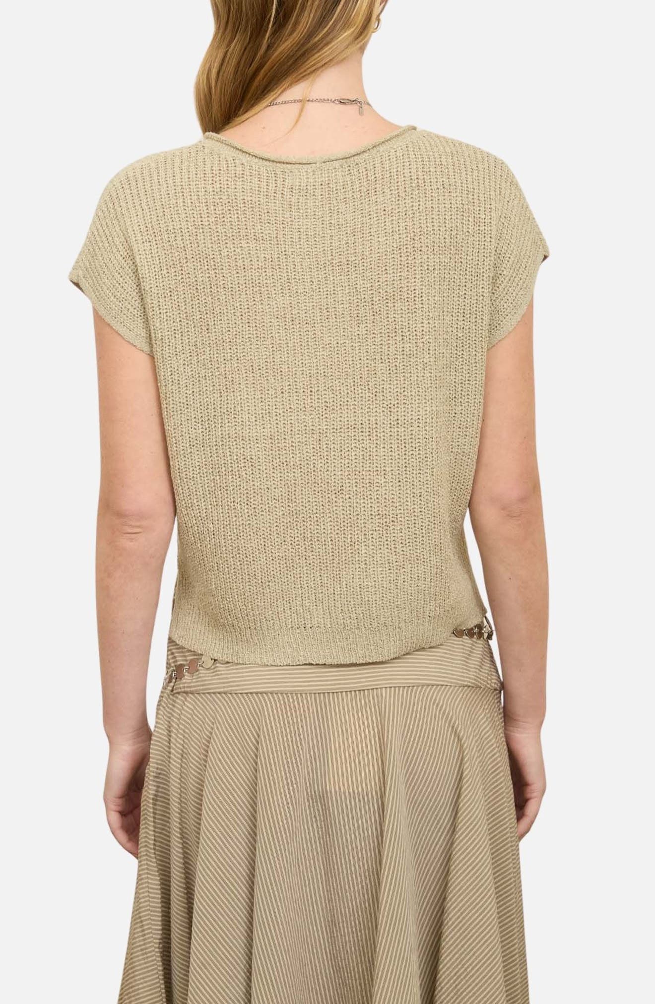 Batwing Sleeve Split Neck Sweater - image 2