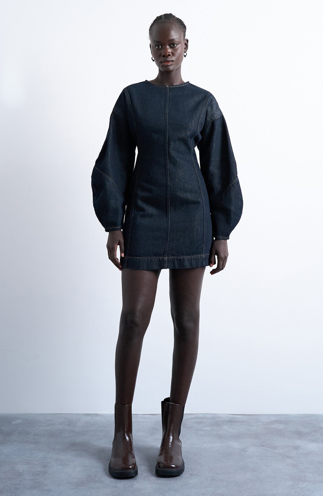 Long Sleeve Denim Minidress - image 1