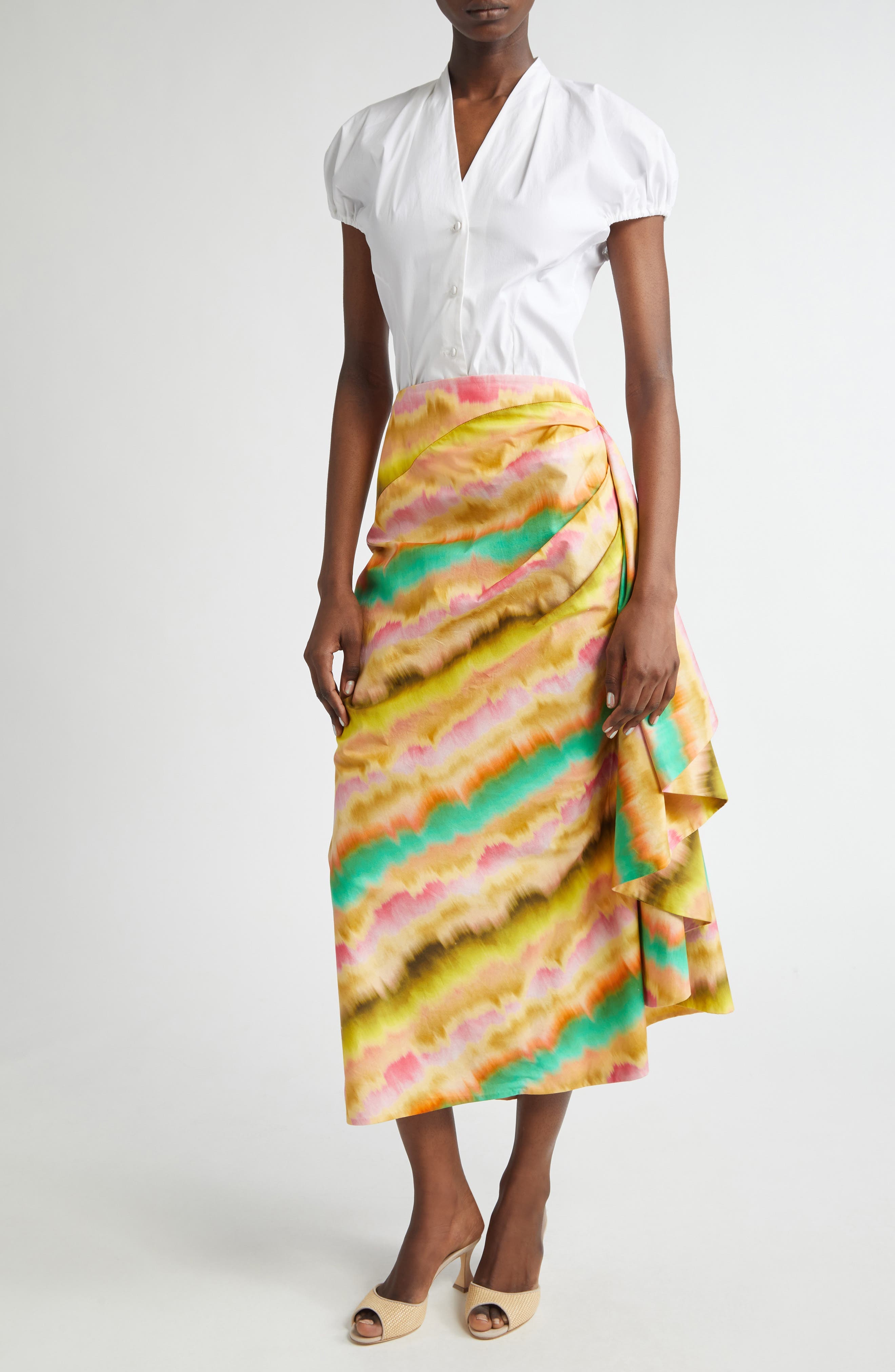 Sunset Ruffle Detail Cotton Poplin Pencil Skirt - image 2