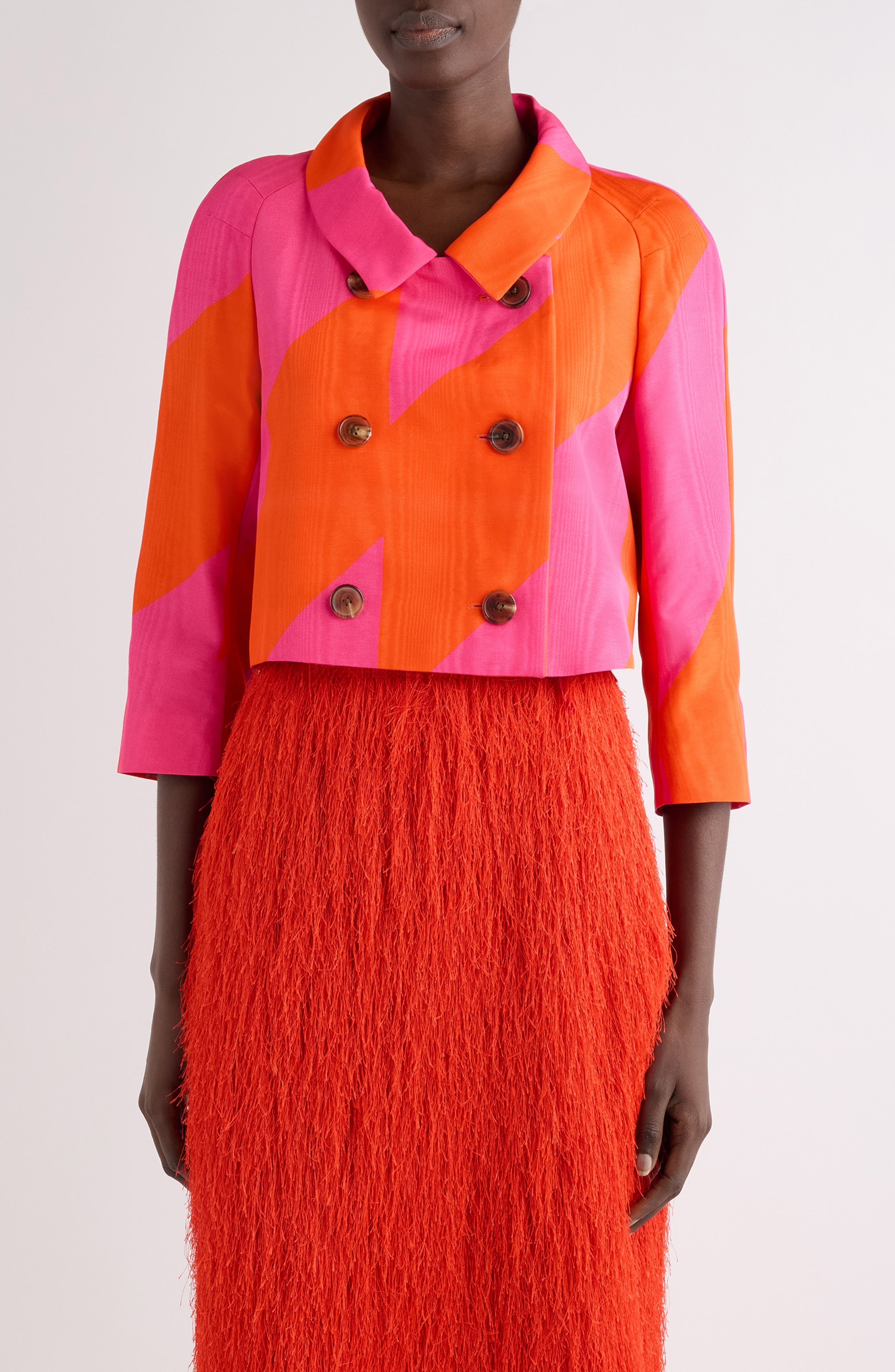 Vipa Broken Stripe Crop Moire Jacket - image 1
