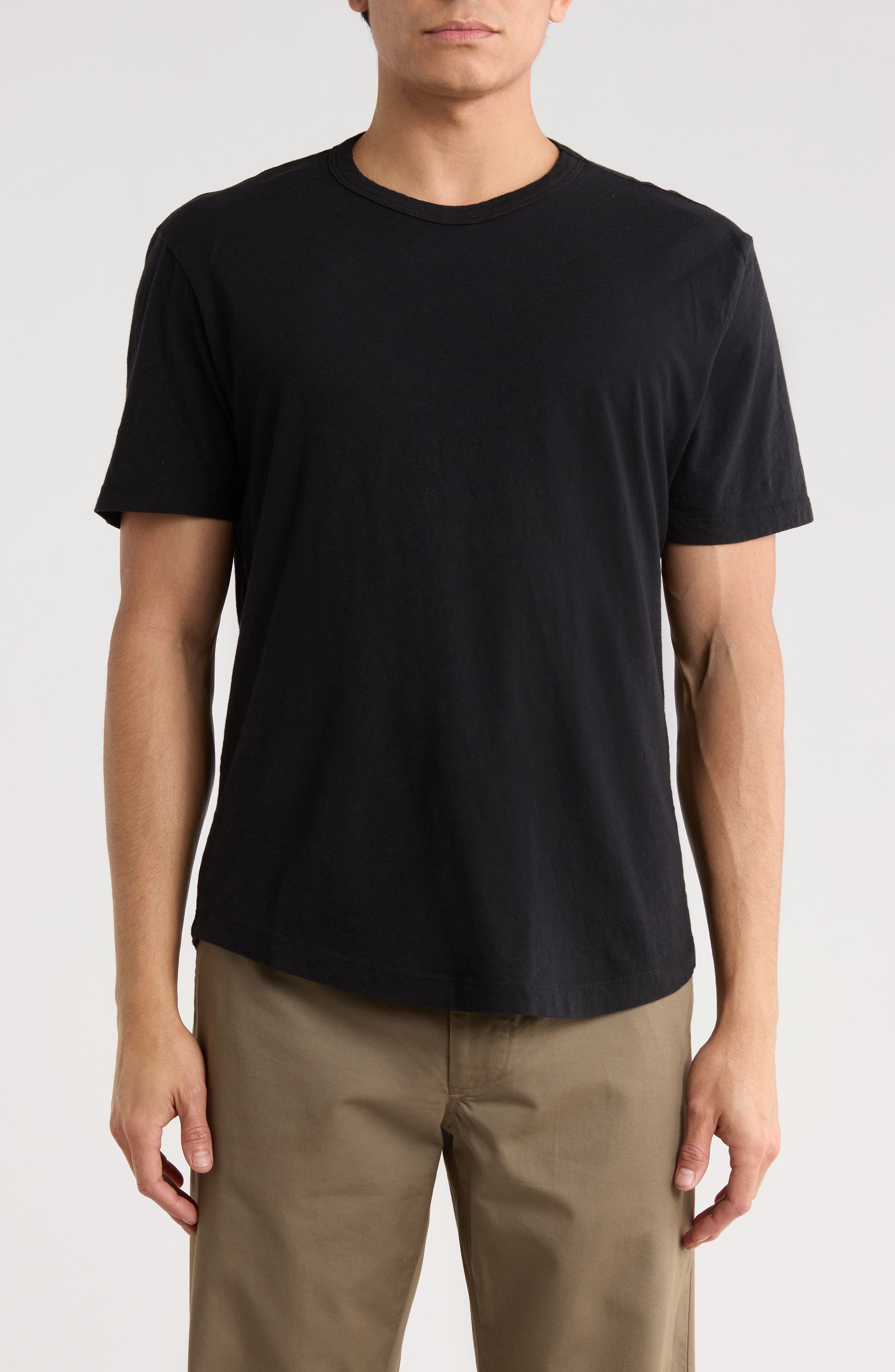 Pima Cotton Slub Curved Hem T-Shirt - image 1
