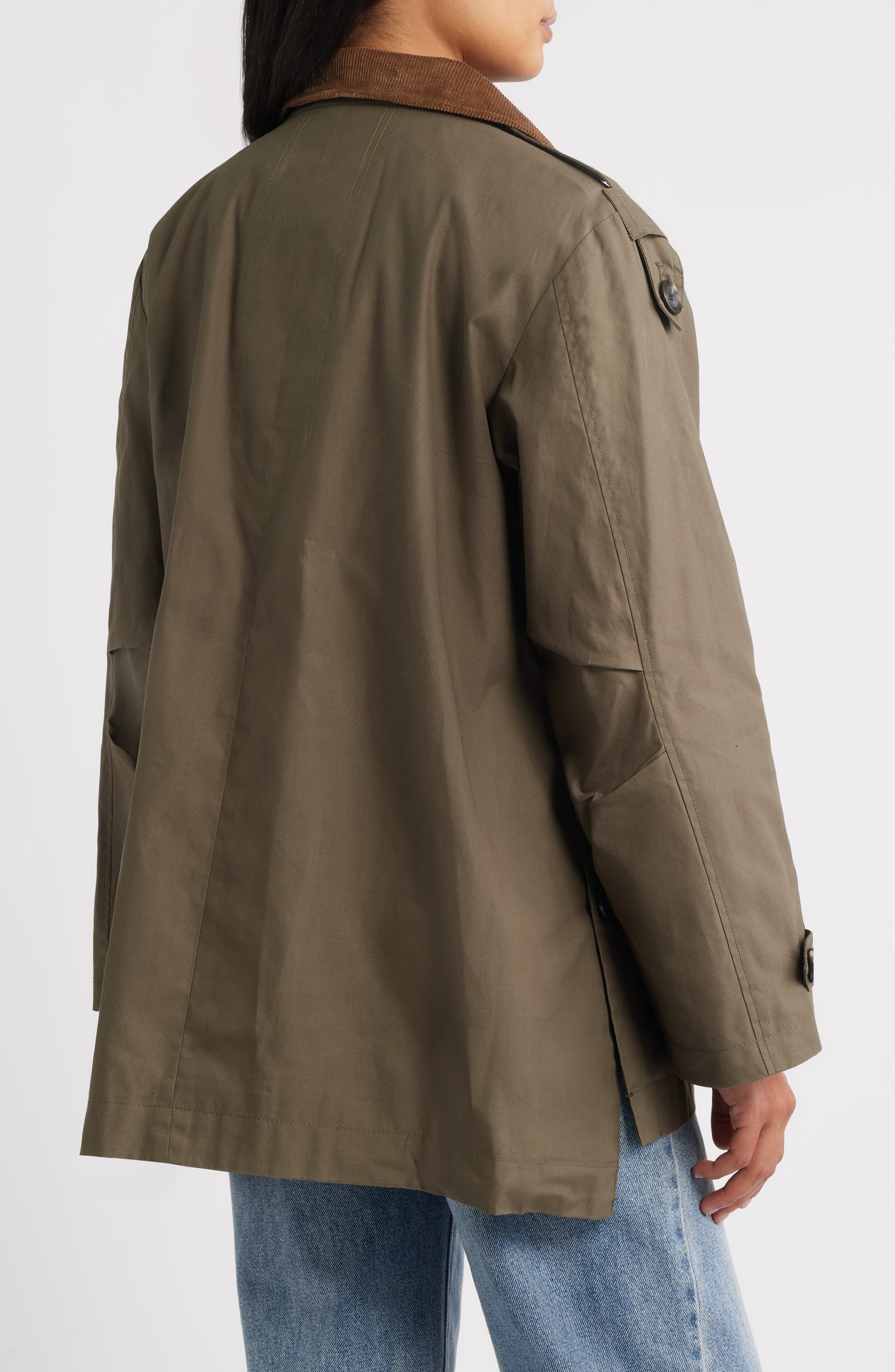 Courduroy Stand Collar Cotton Trench Coat - image 4