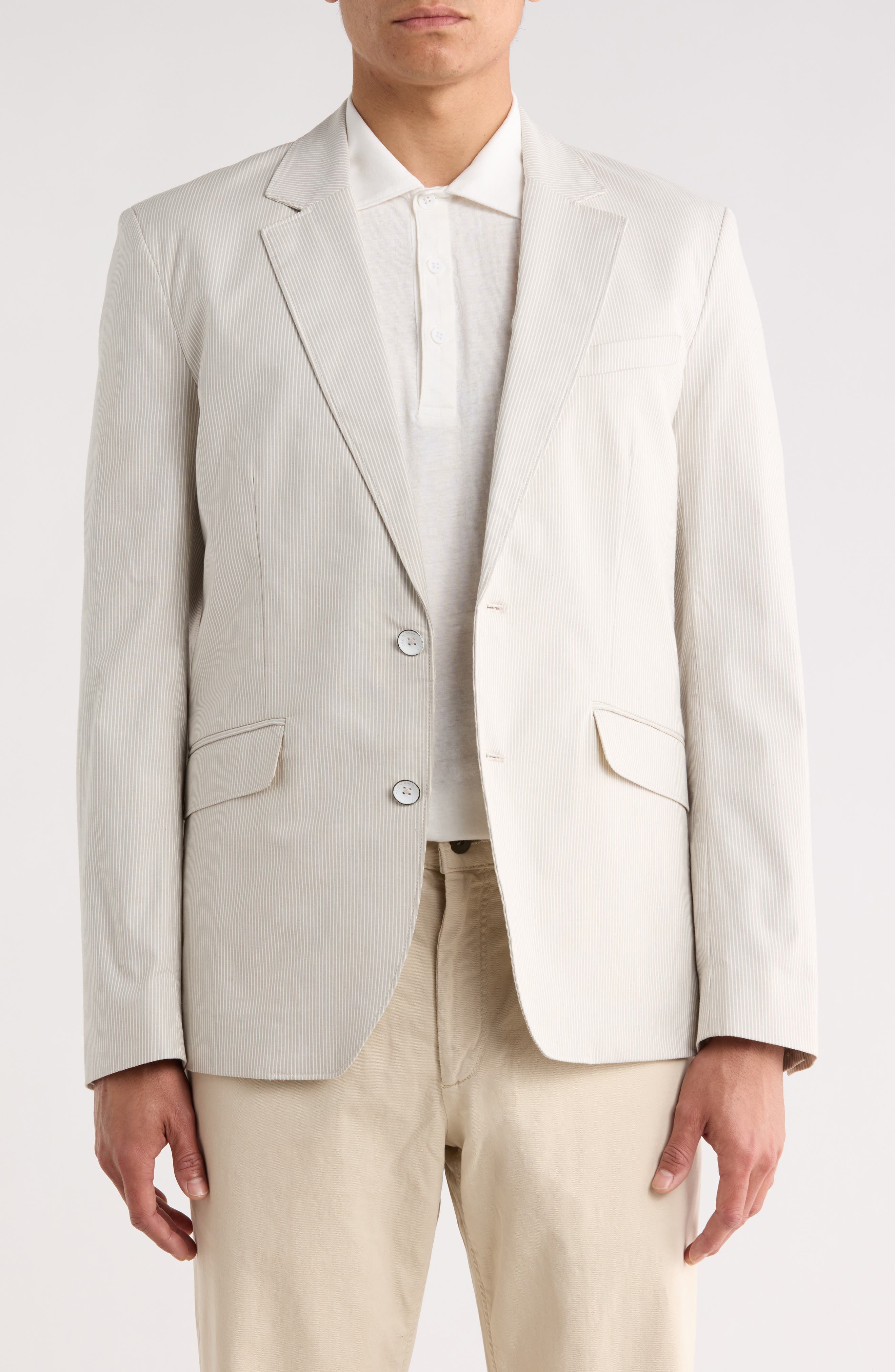 Butler Stripe Notch Lapel Stretch Cotton Blazer - image 1