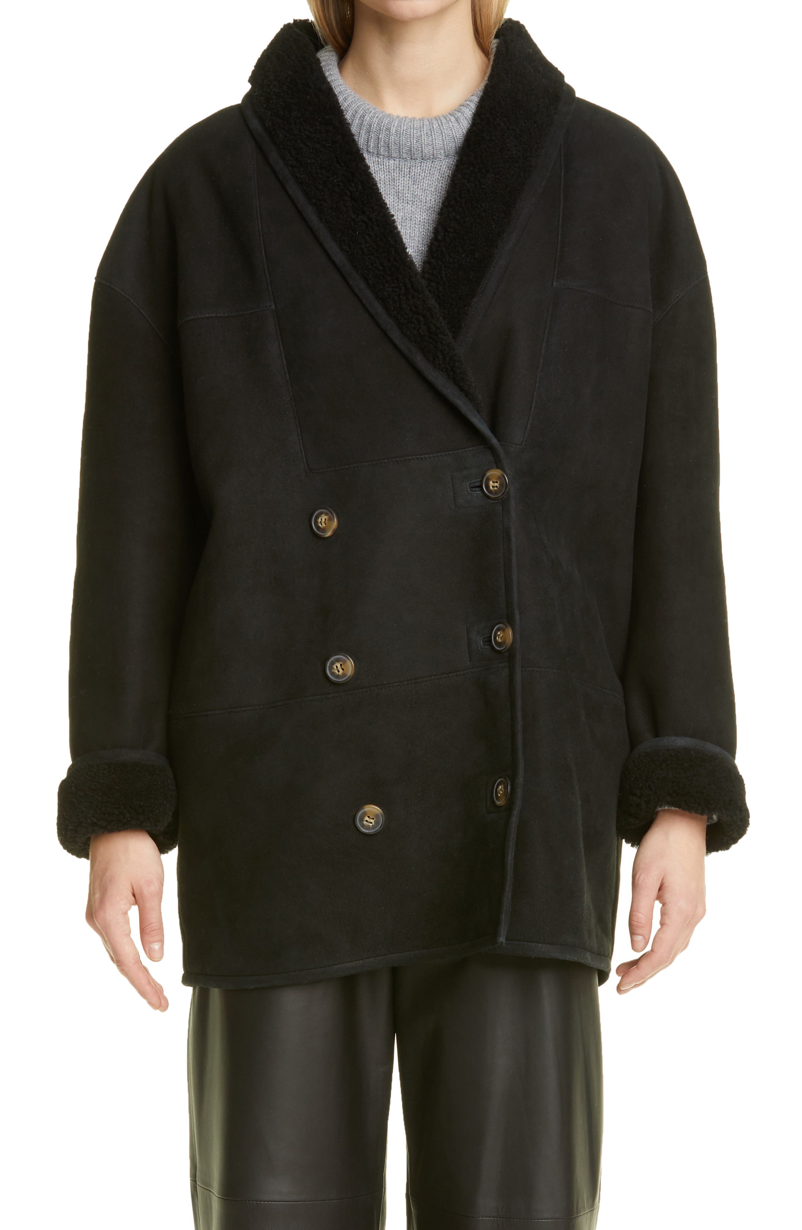 Loulou Studio Cebu Genuine Shearling Lined Suede Jacket - image 1