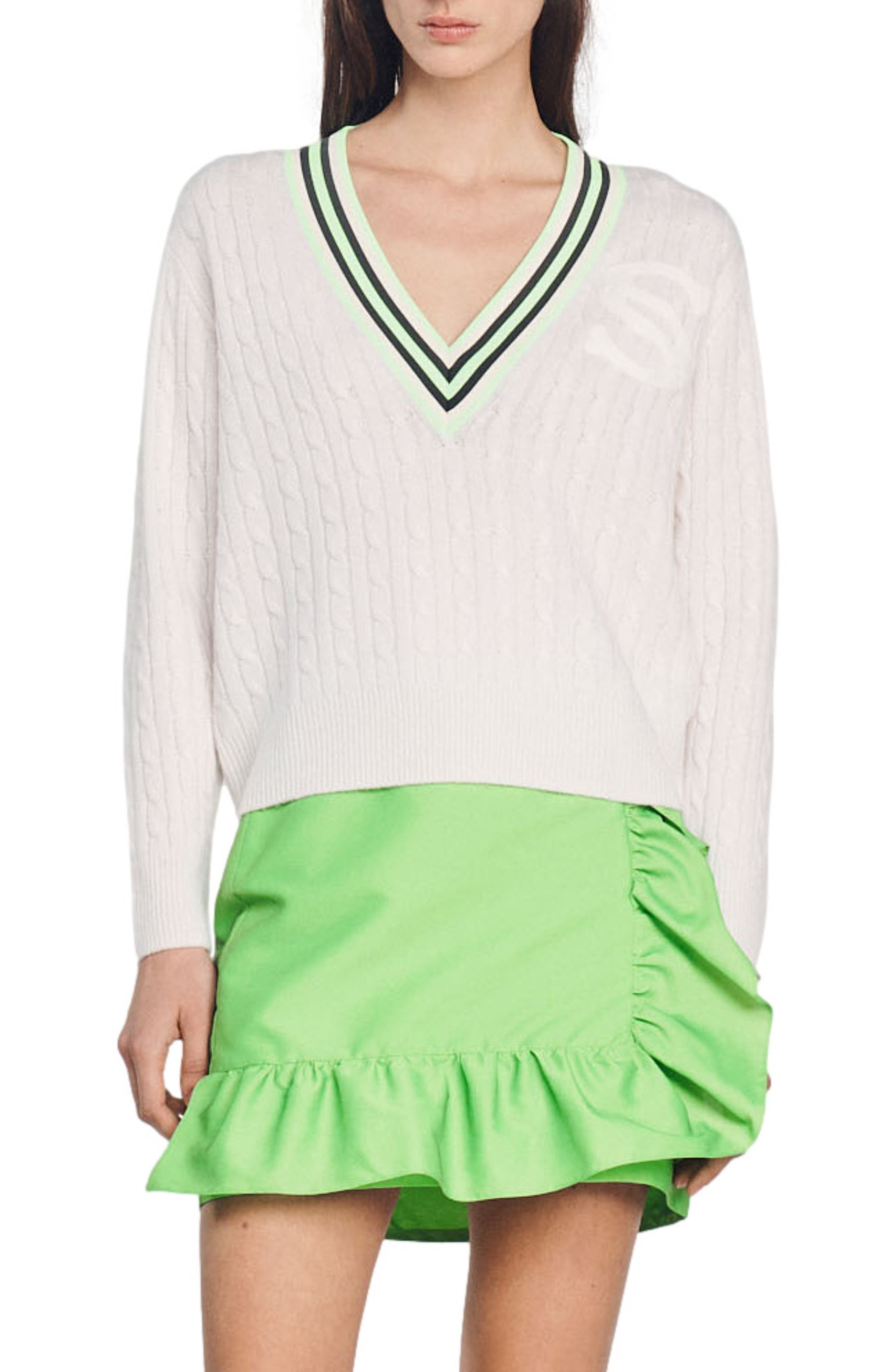 Aubin Cable V-Neck Sweater - image 1