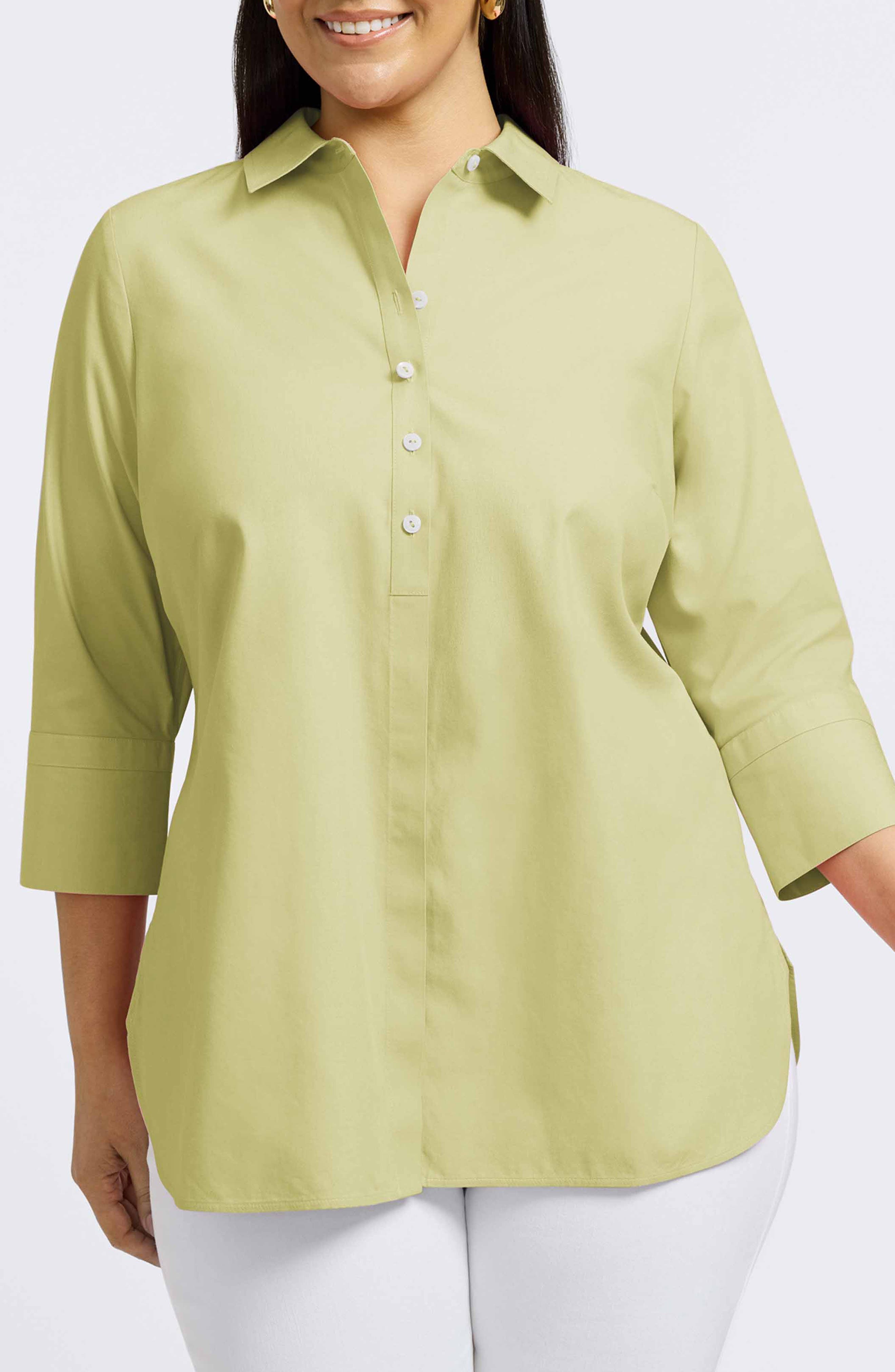 Madison Non-Iron Three-Quarter Sleeve Cotton Button-Up Shirt - image 3