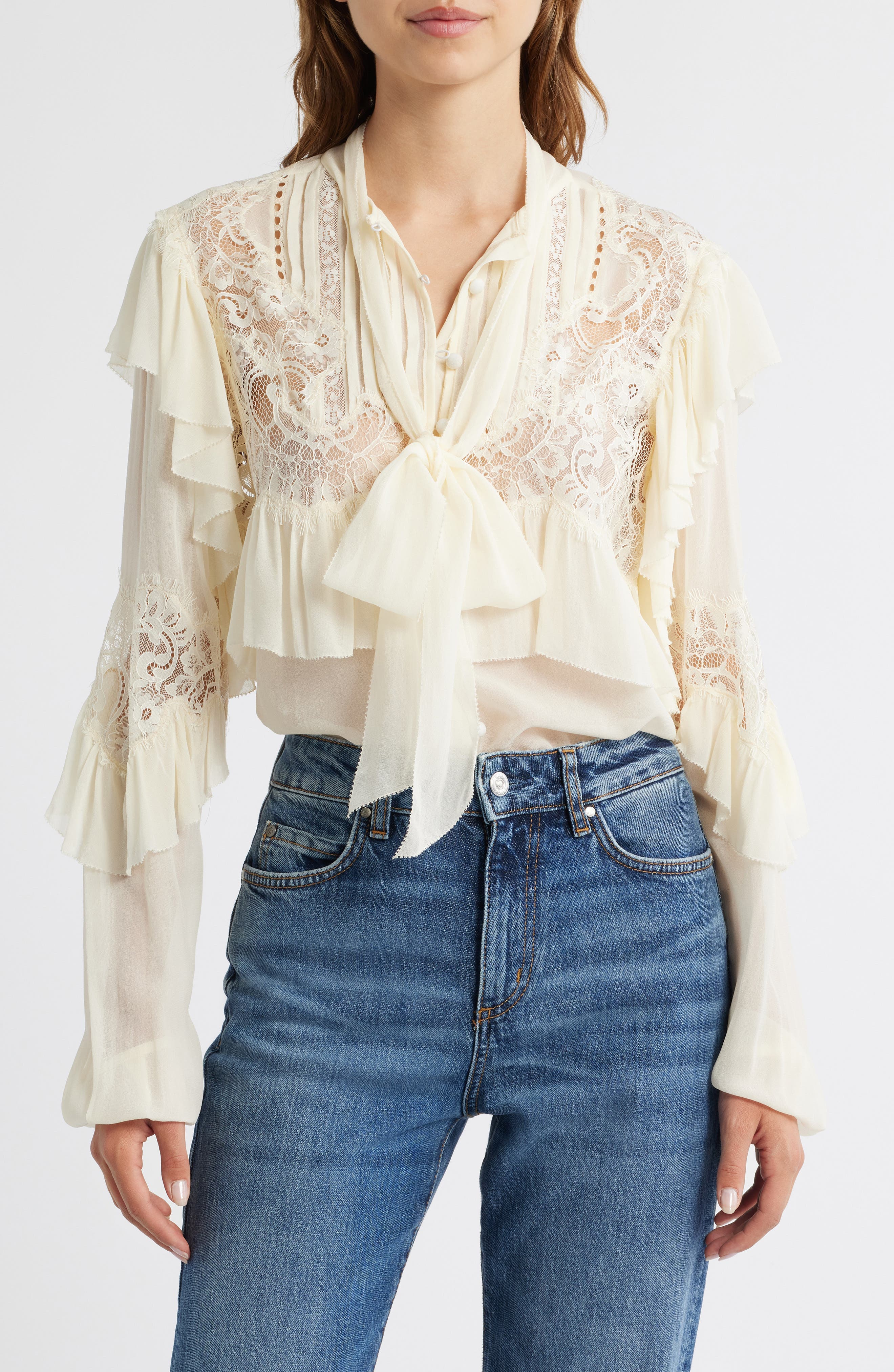 Farah Ruffle Detail Button-Up Shirt - image 1